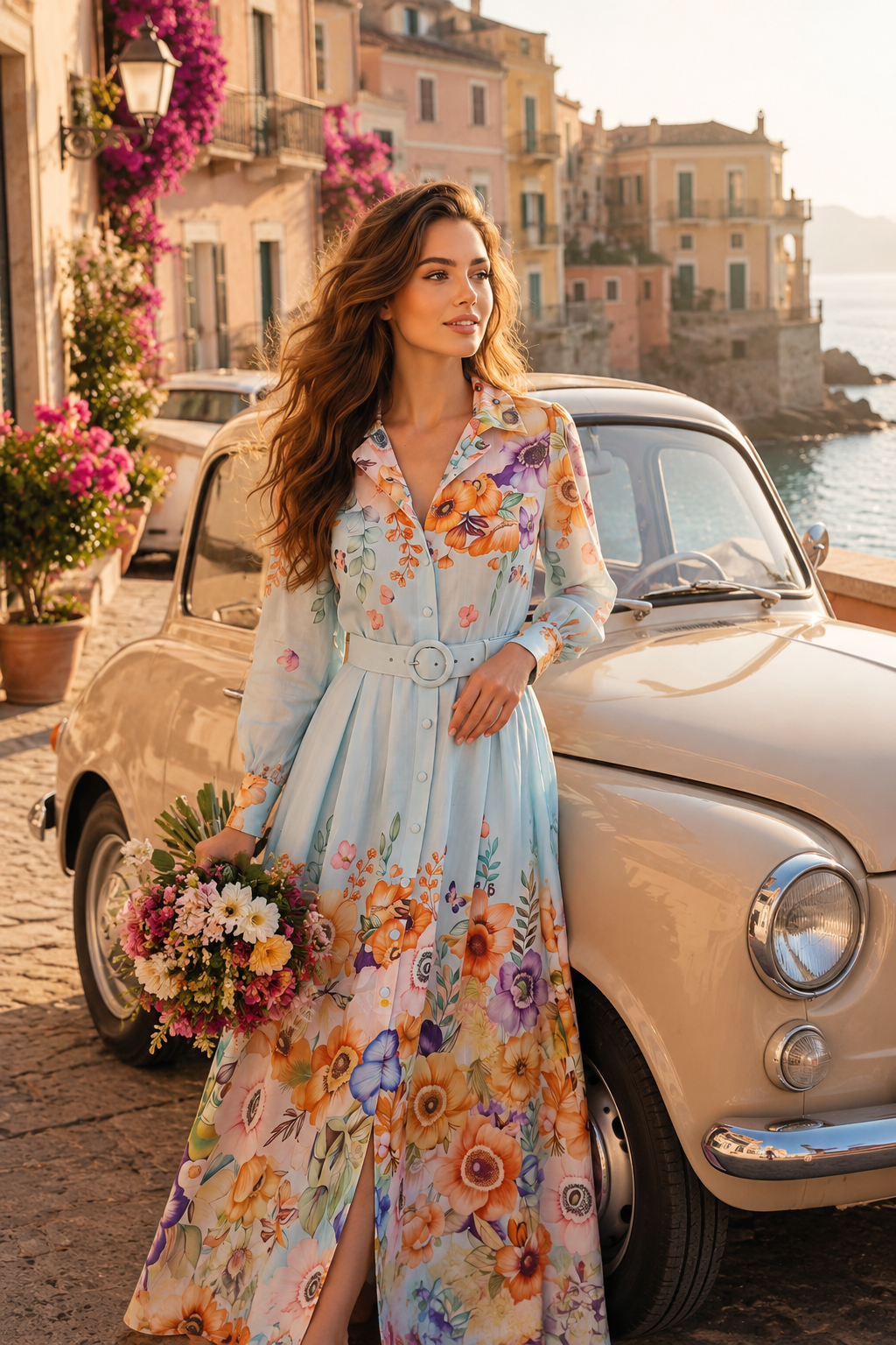 Floral Belted Maxi Dress