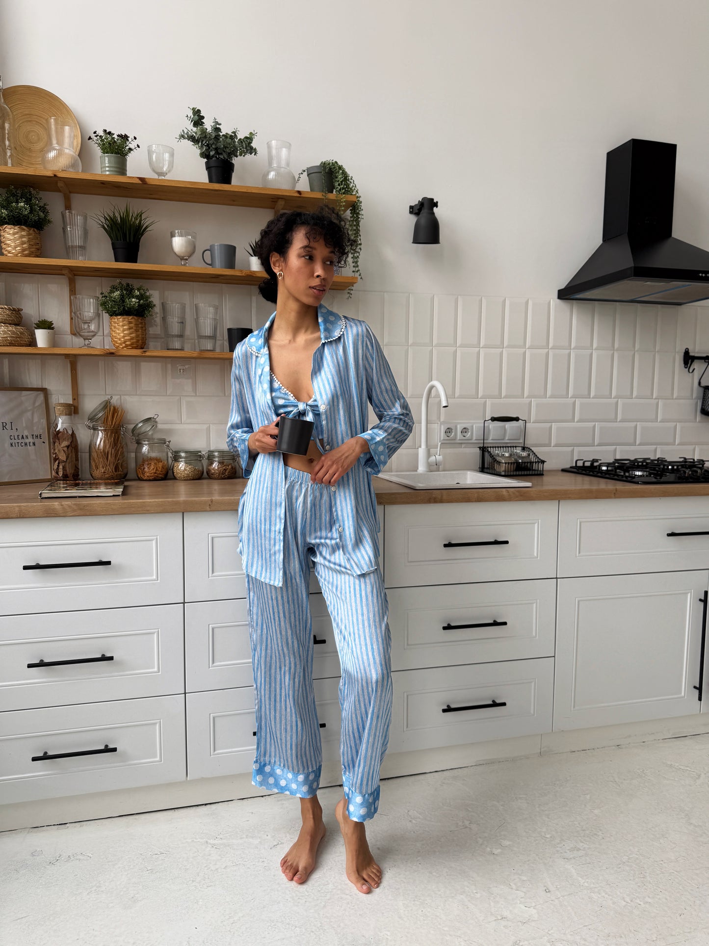 Blue Striped Pajama Set