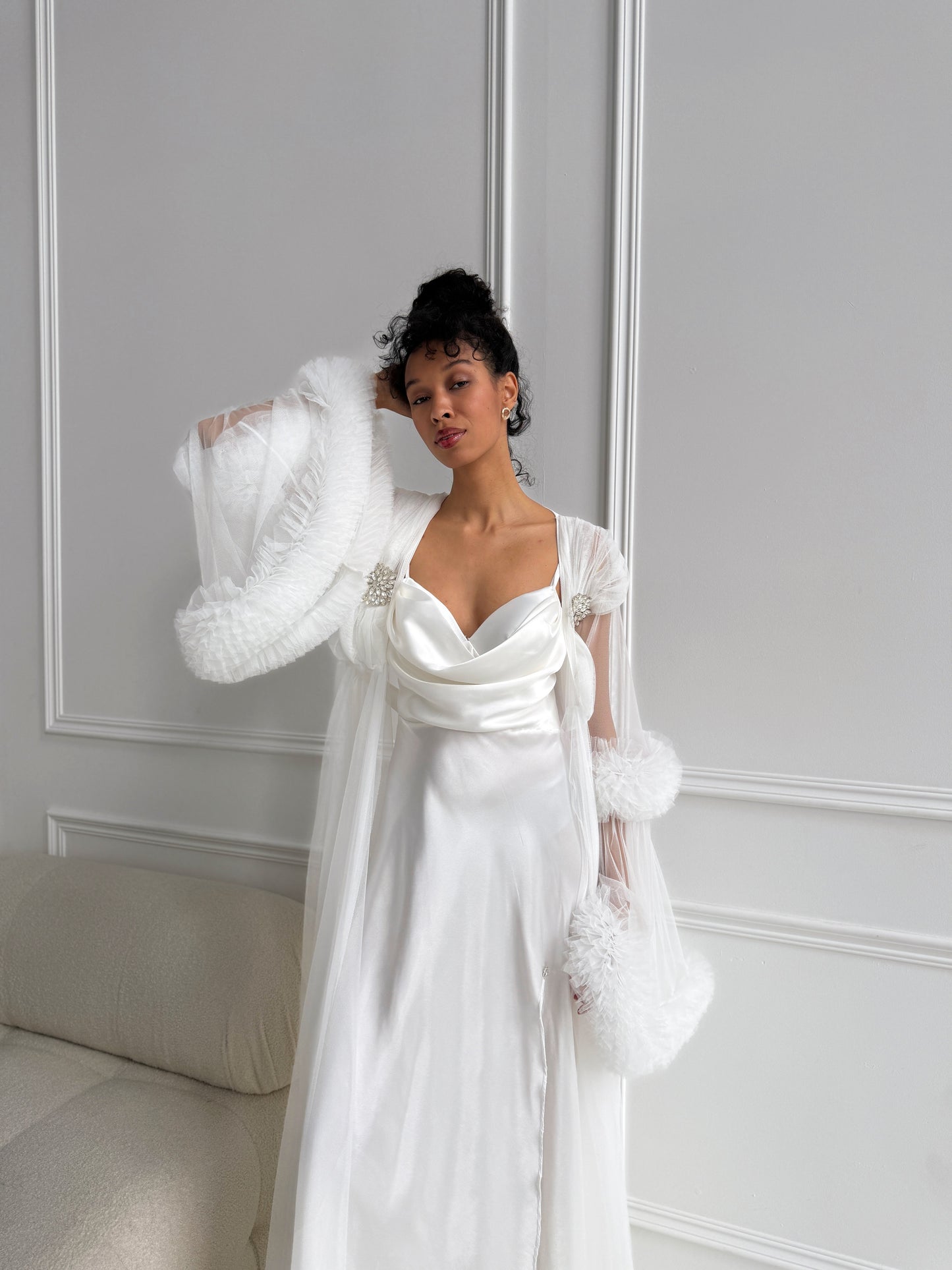 White Satin Bridal Gown