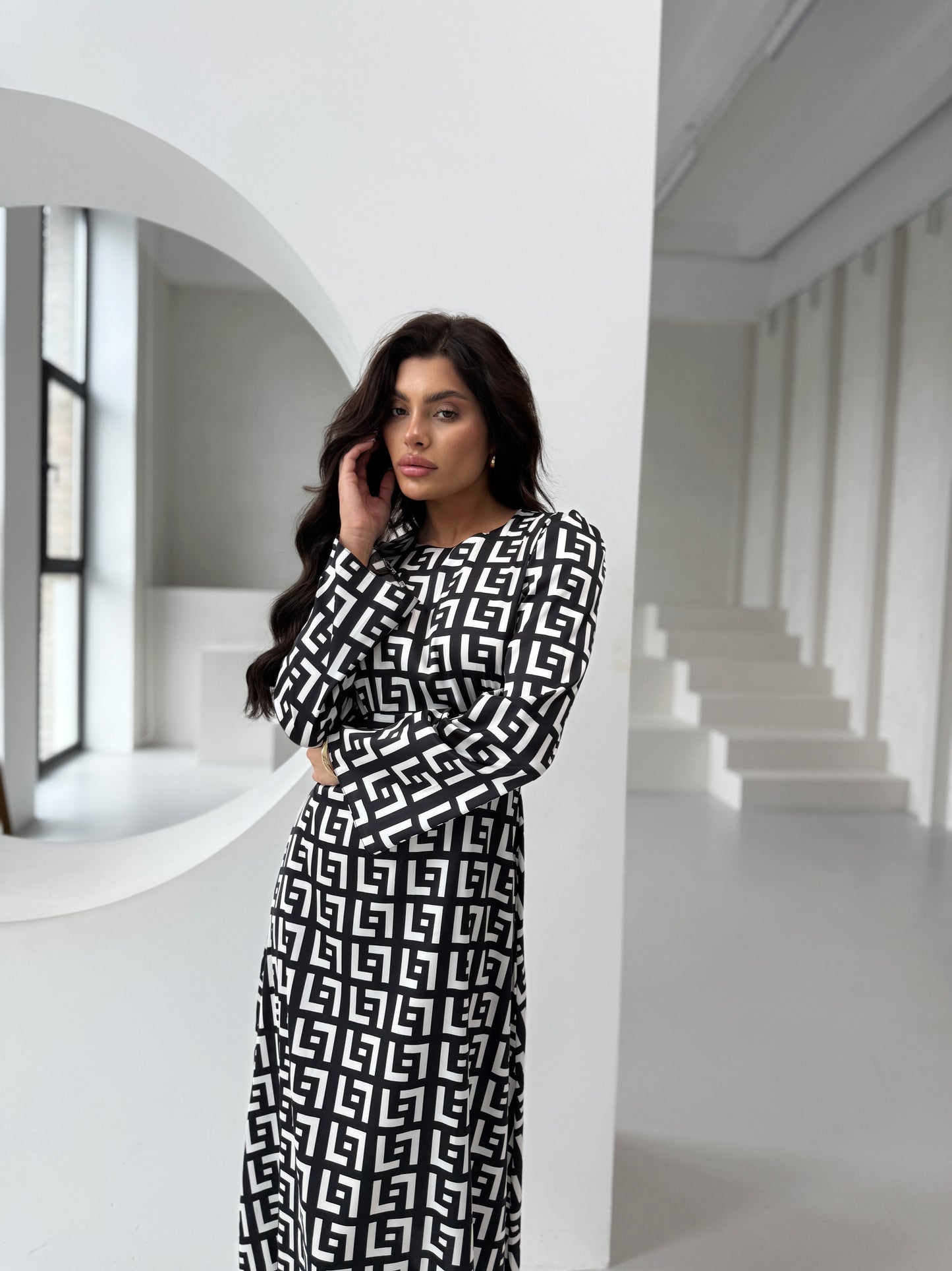 Black & White Satin Dress