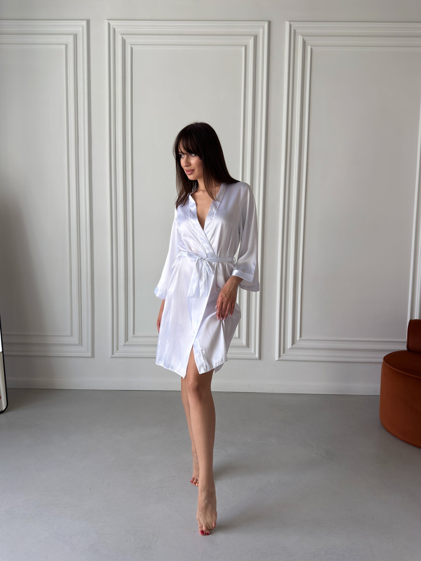 White Satin Bridal Robe