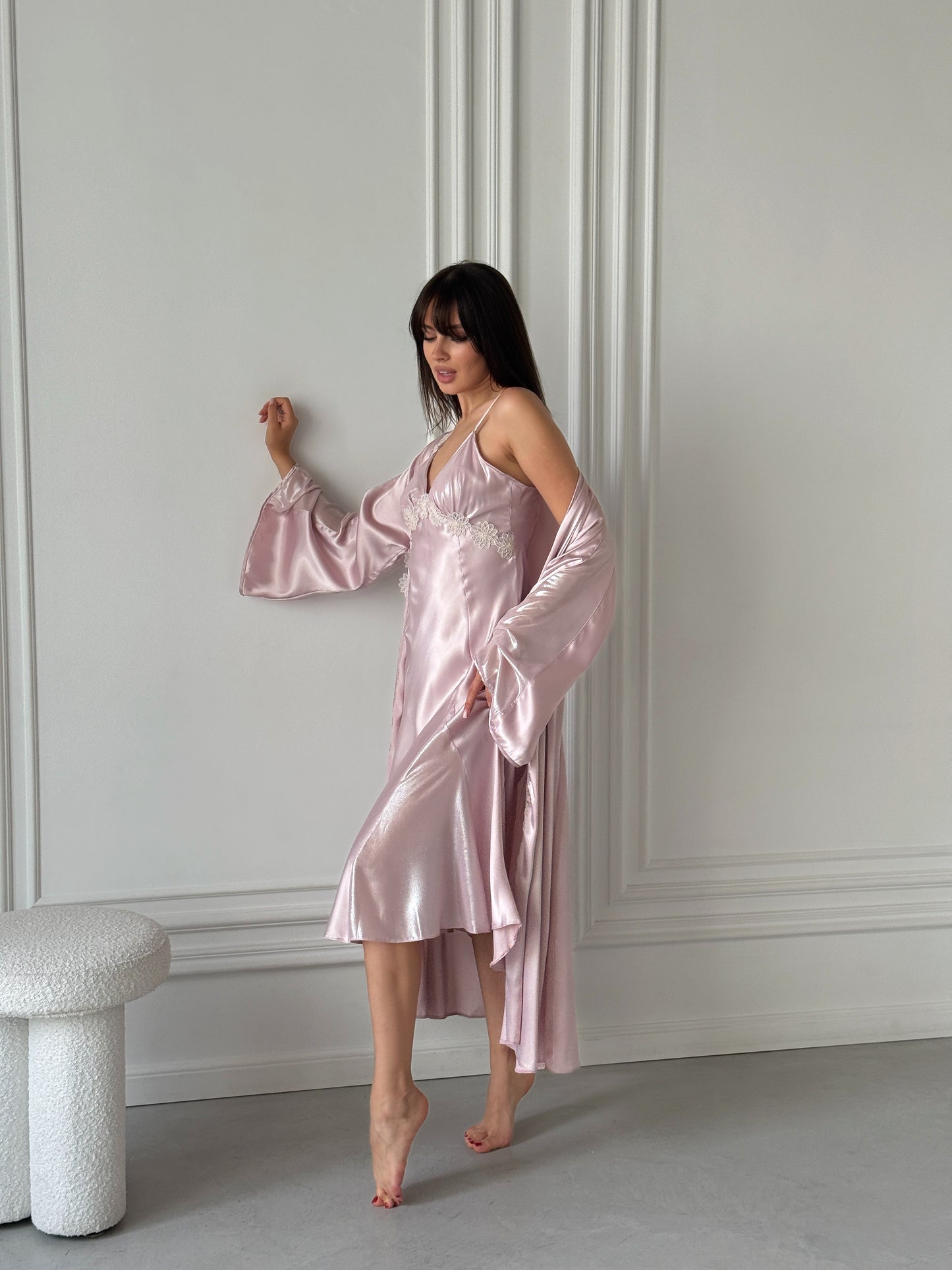 Blush Satin Robe & Nightgown Set