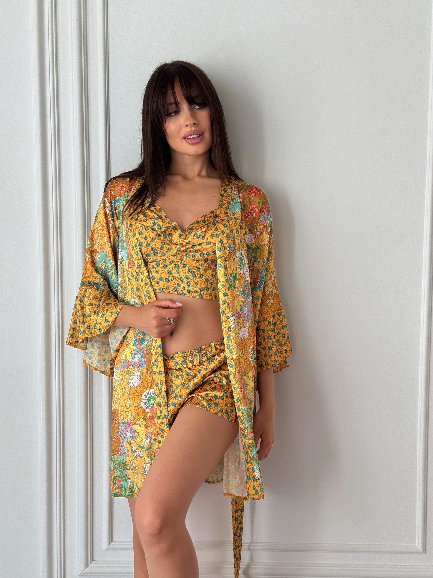 Mustard Floral 3-Piece Cotton Set