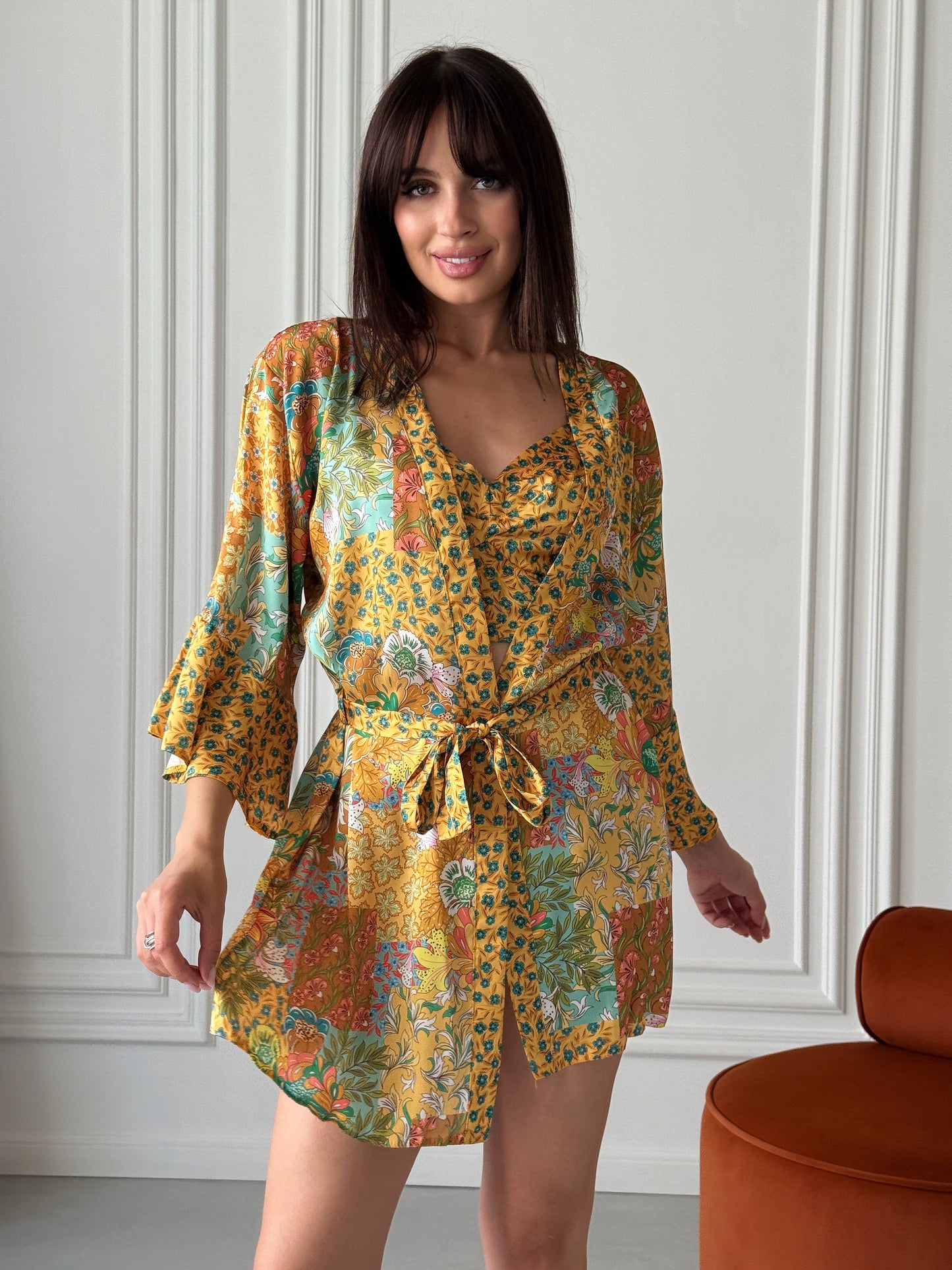 Mustard Floral 3-Piece Cotton Set