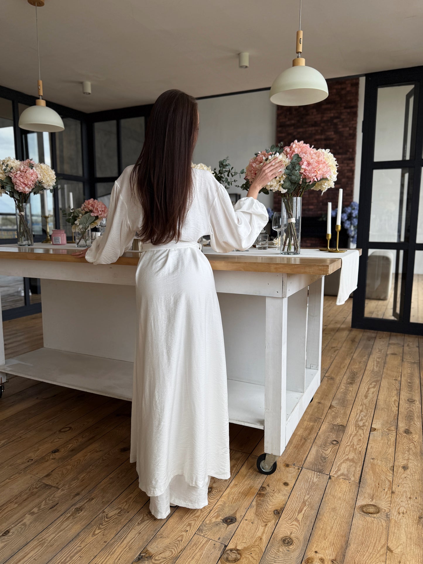 White Satin Lounge Set