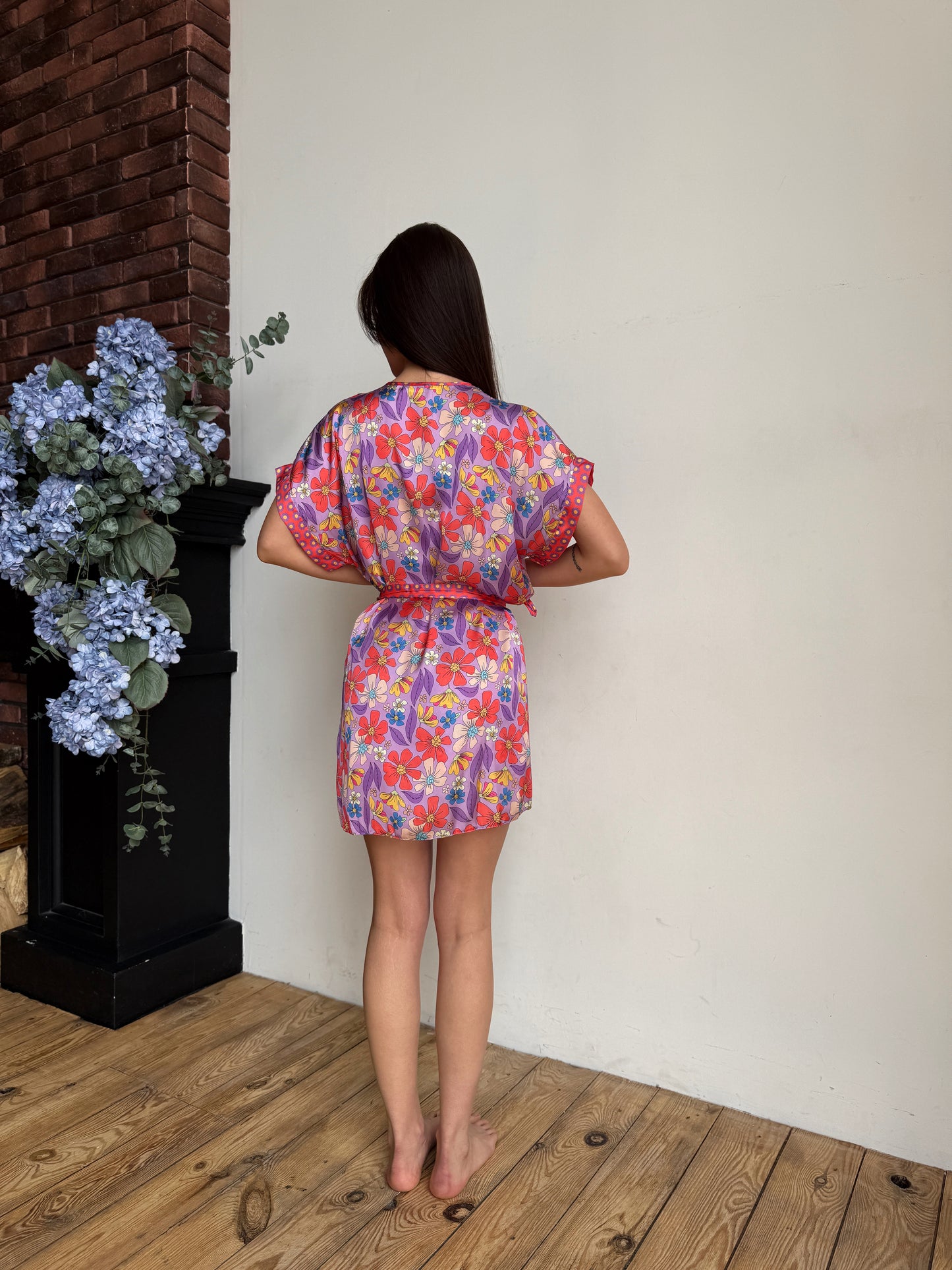Floral Satin Robe & Shorts Set