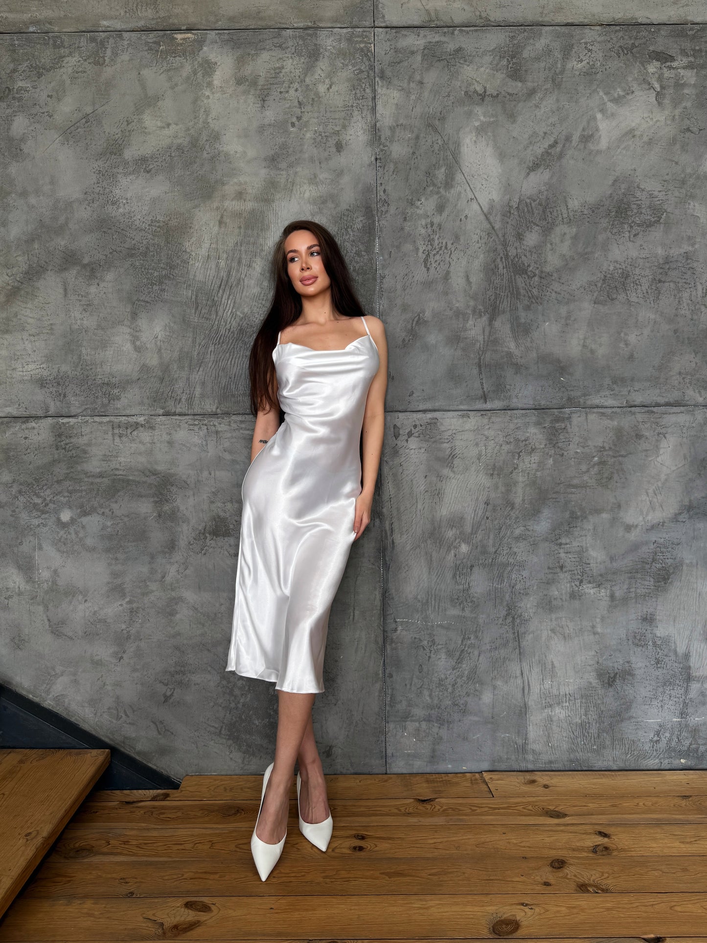 White Satin Slip Dress