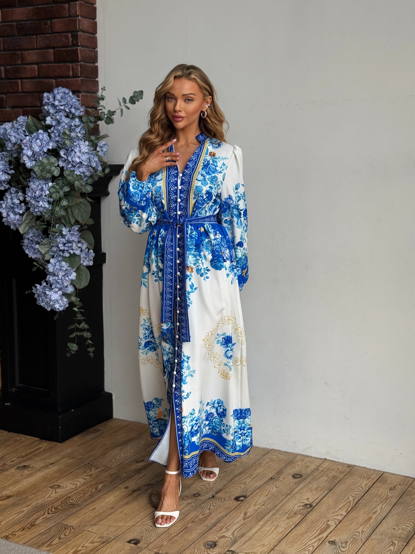 Elegant Blue Pattern Dress