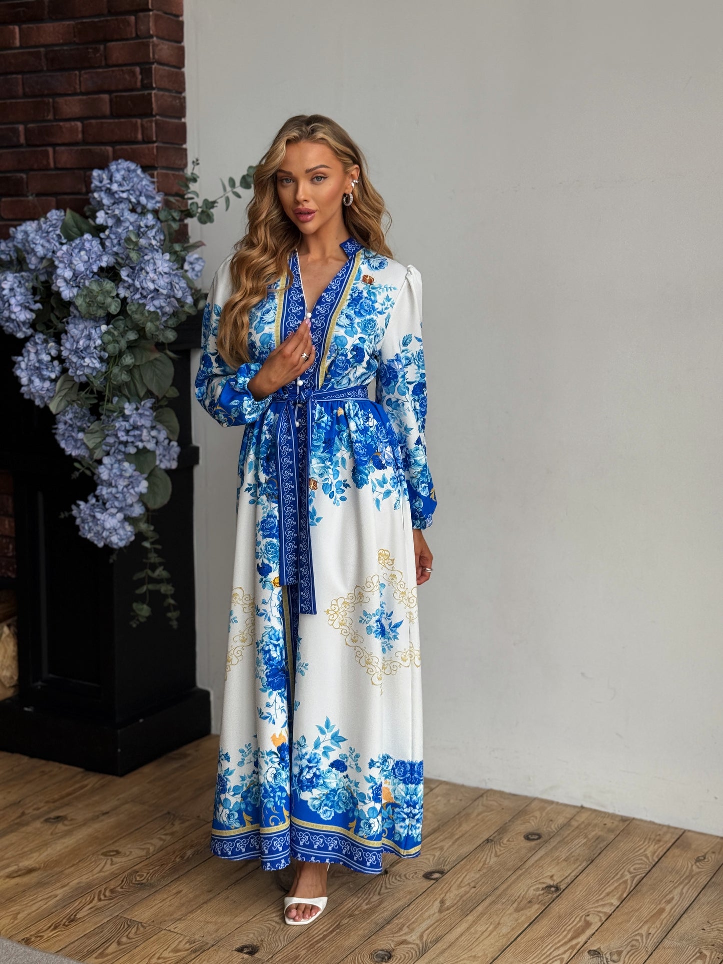 Elegant Blue Pattern Dress