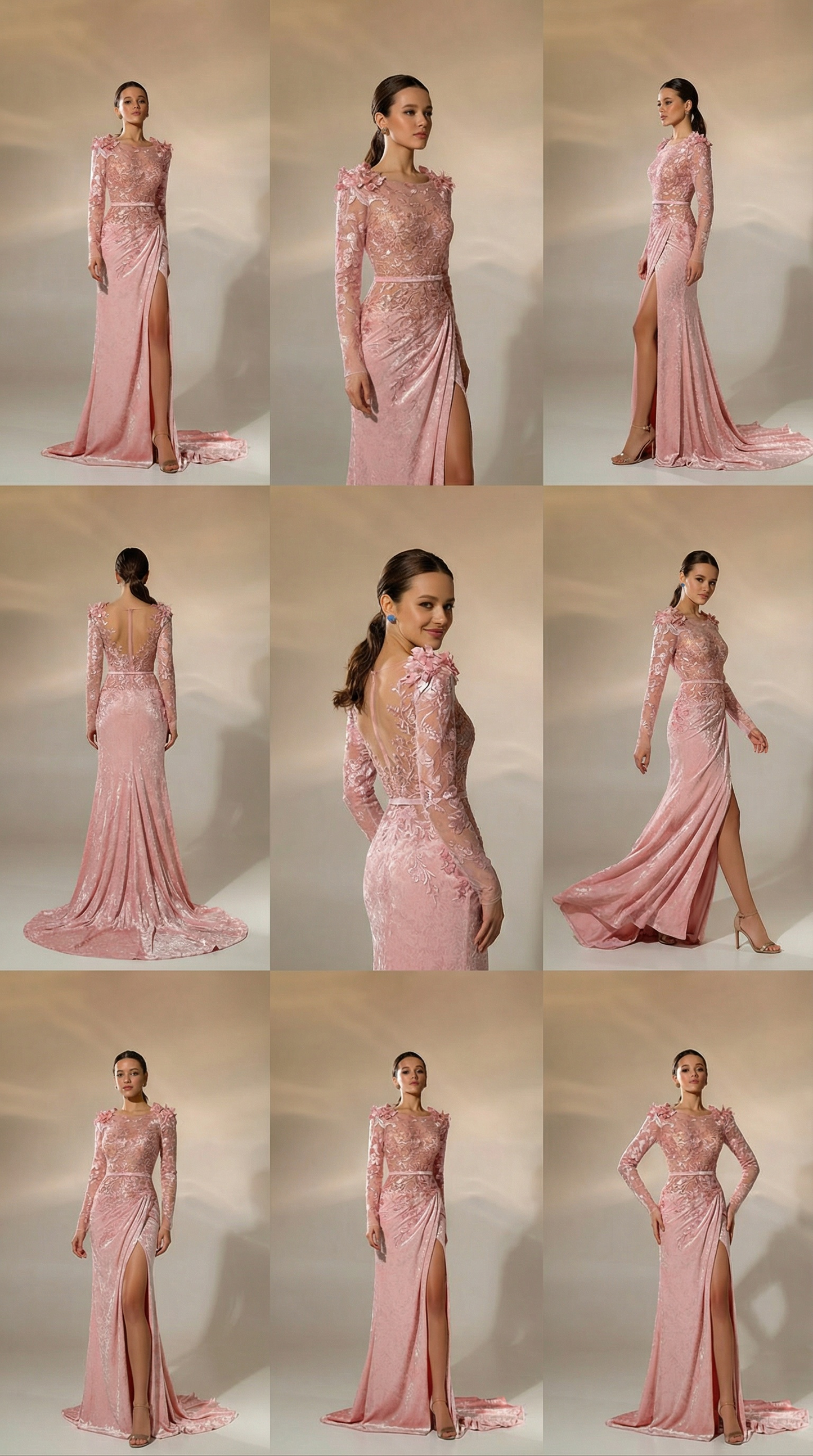 Blush Pink Lace Evening Gown