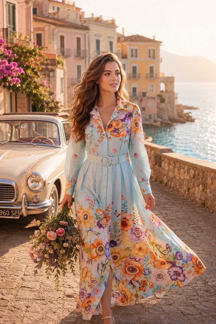 Floral Belted Maxi Dress