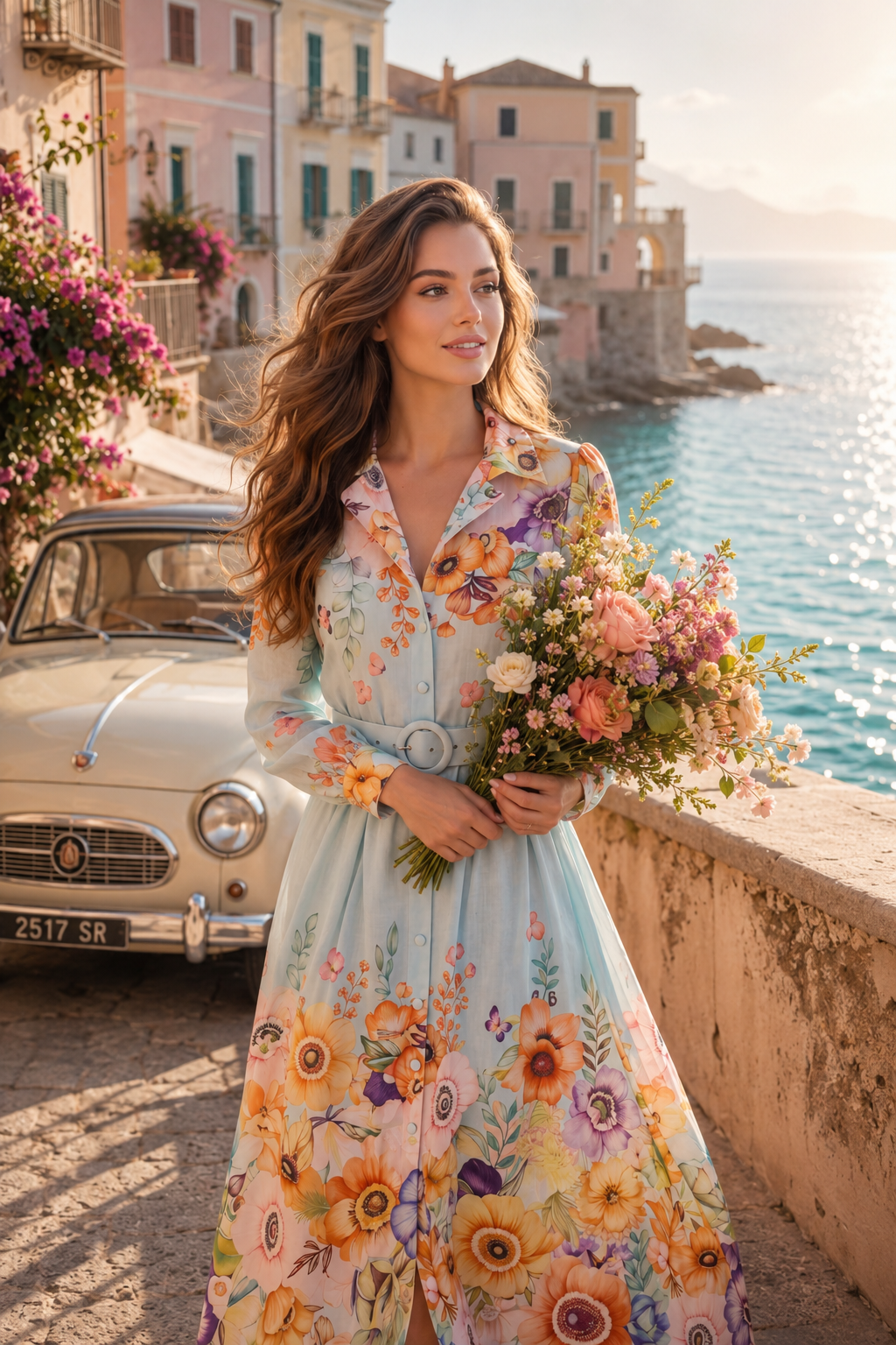 Floral Belted Maxi Dress