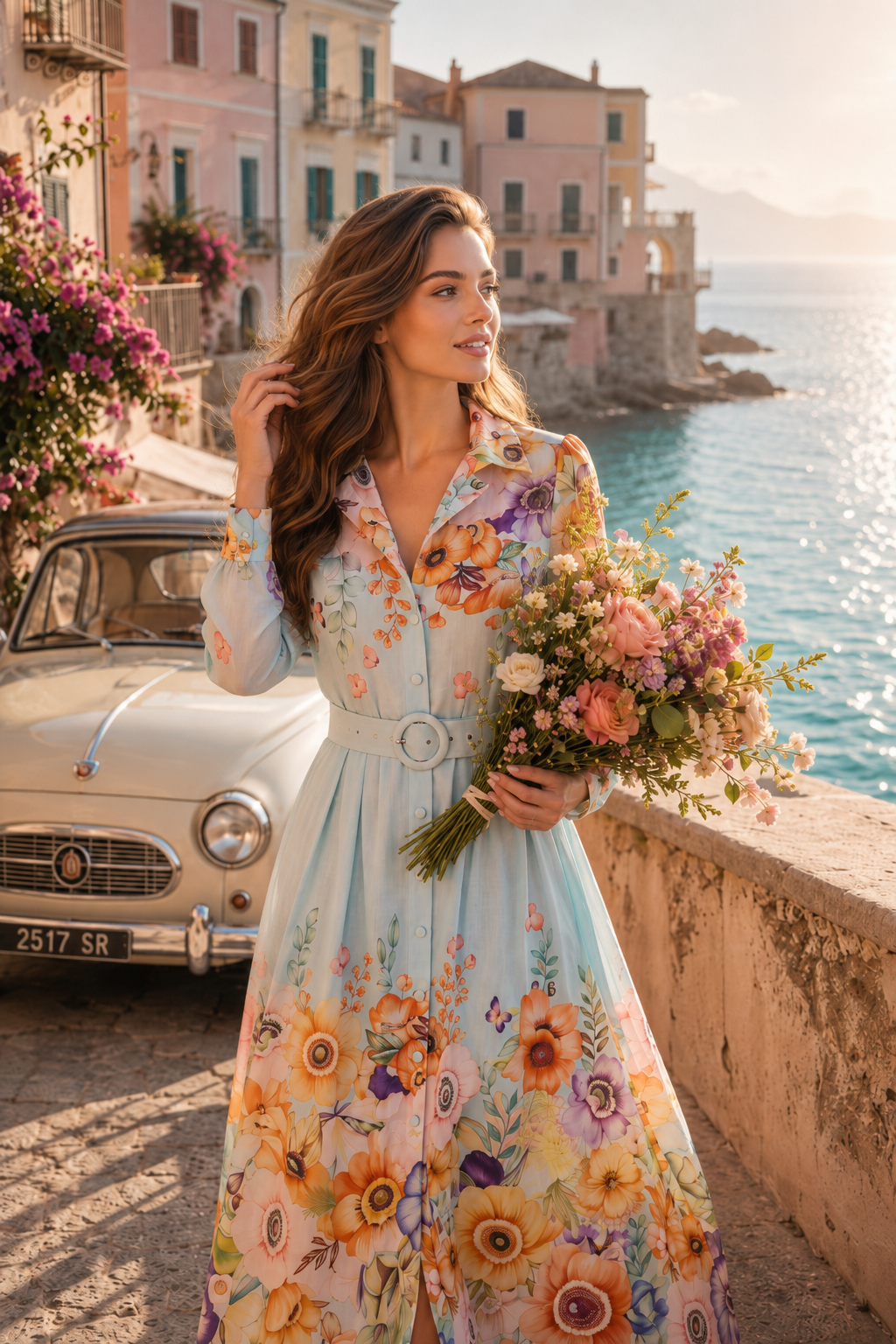 Floral Belted Maxi Dress