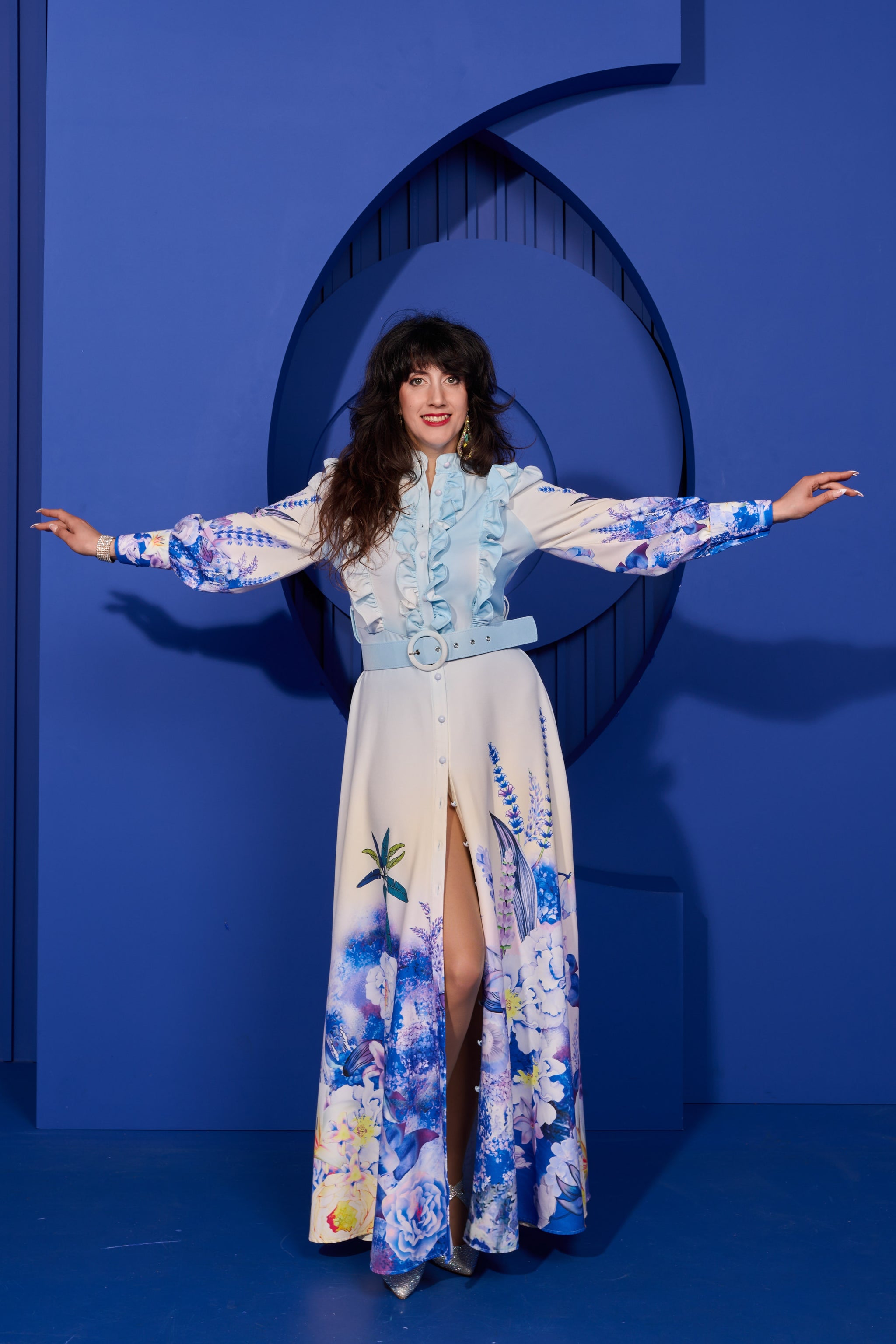 Elegant Blue Flower Dress