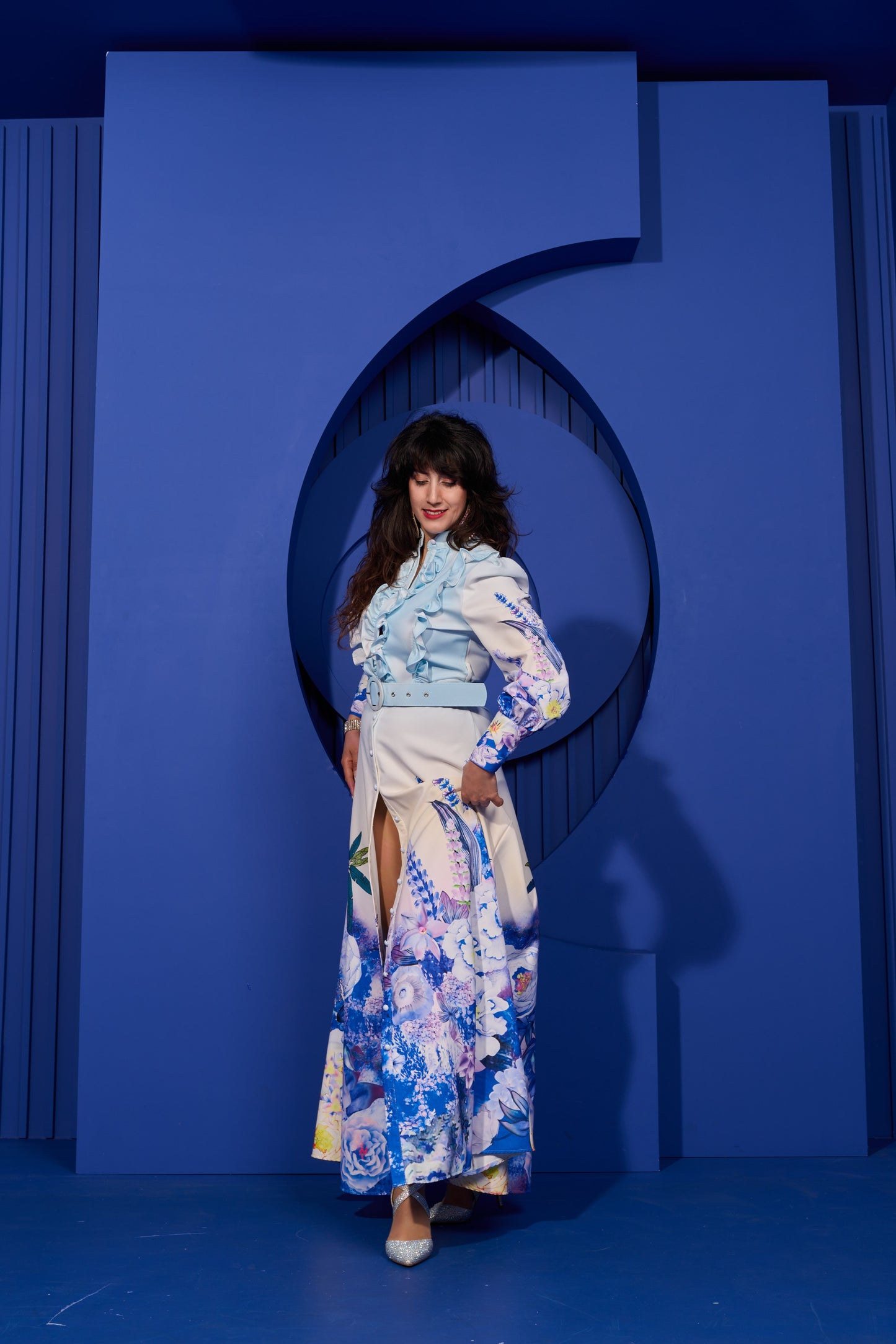 Elegant Blue Flower Dress