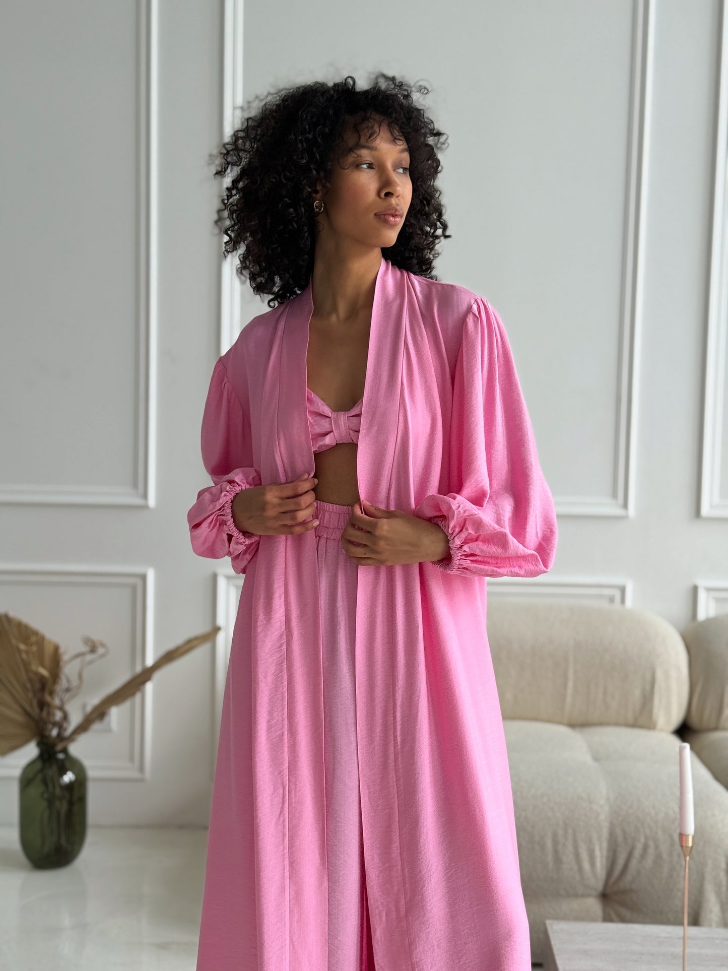 Rose Satin Lounge Set