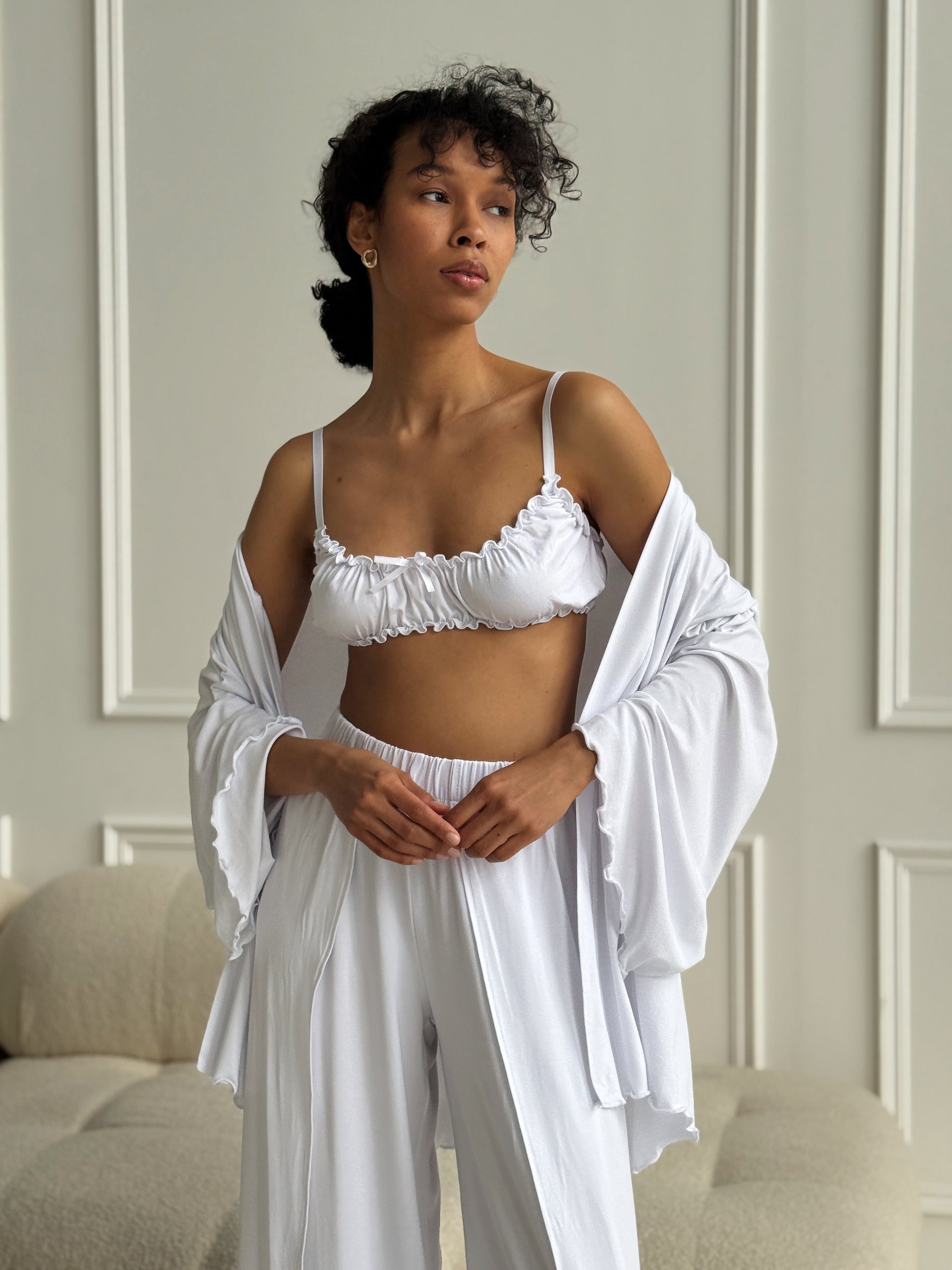 White Knit Three-Piece Lounge Set