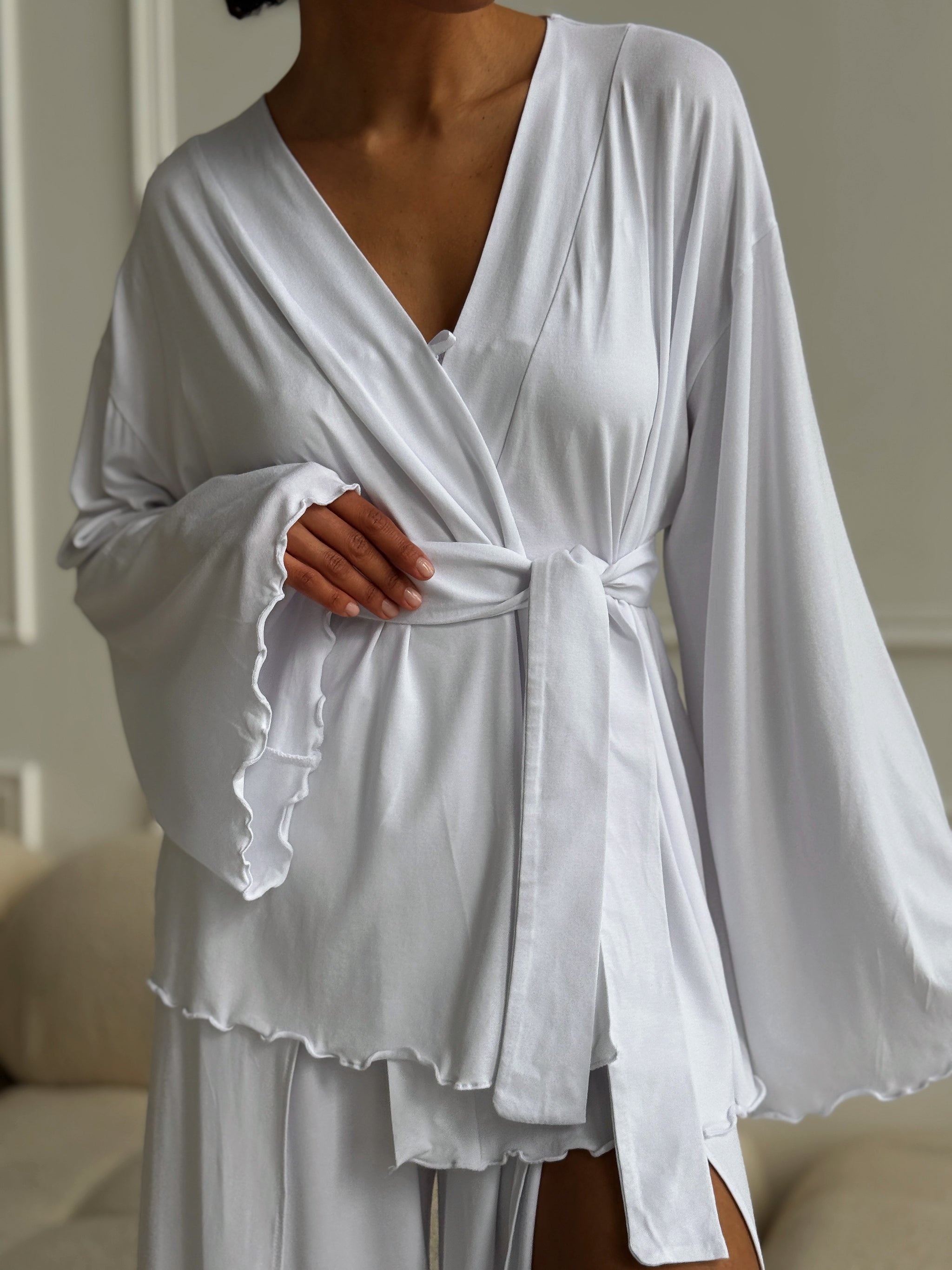 White Knit Three-Piece Lounge Set