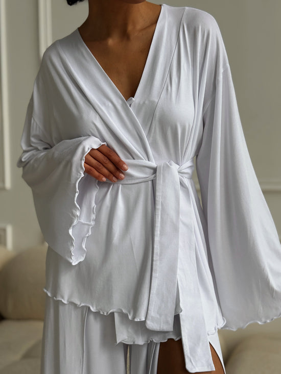 White Knit Three-Piece Lounge Set