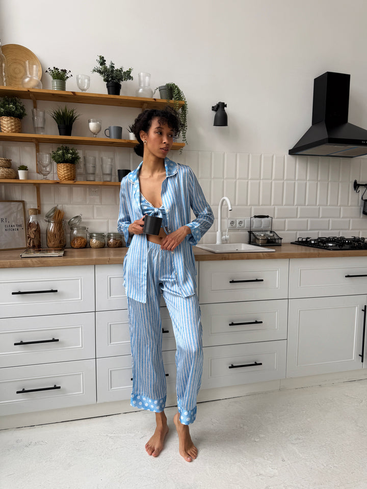 Blue Striped Pajama Set