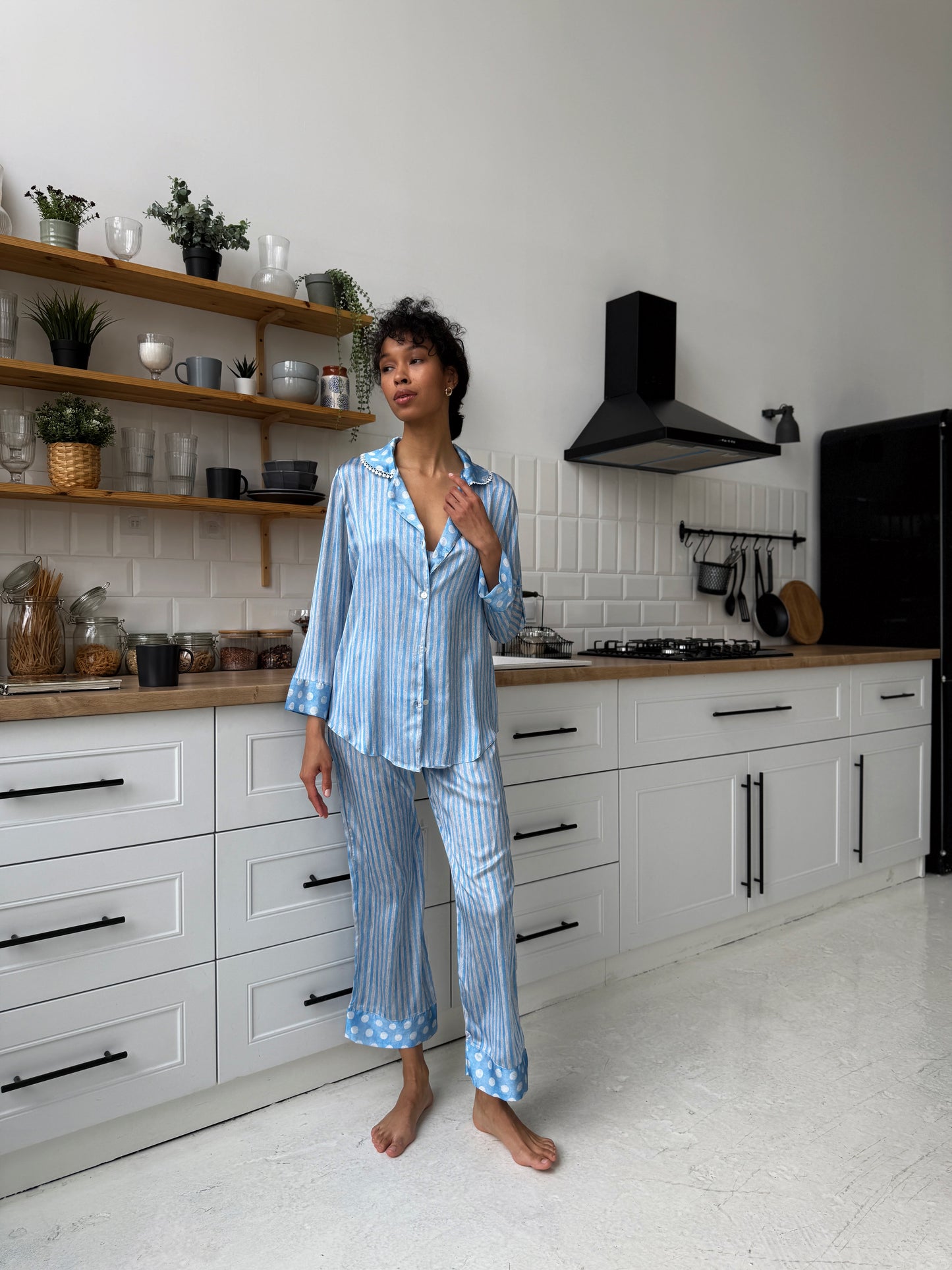 Blue Striped Pajama Set