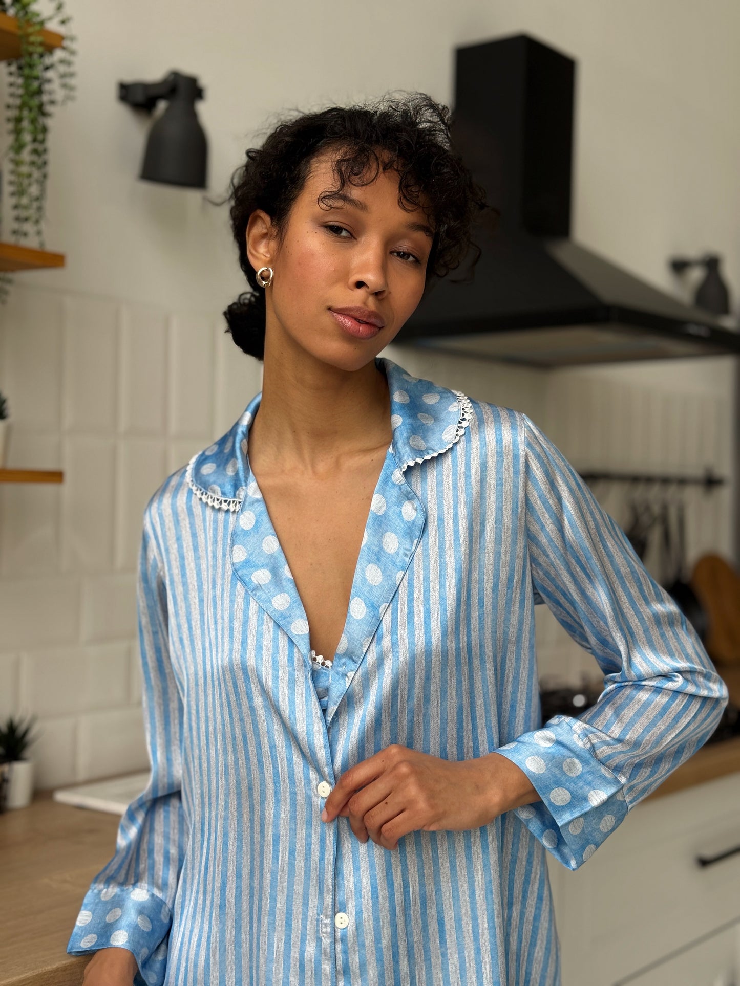 Blue Striped Pajama Set