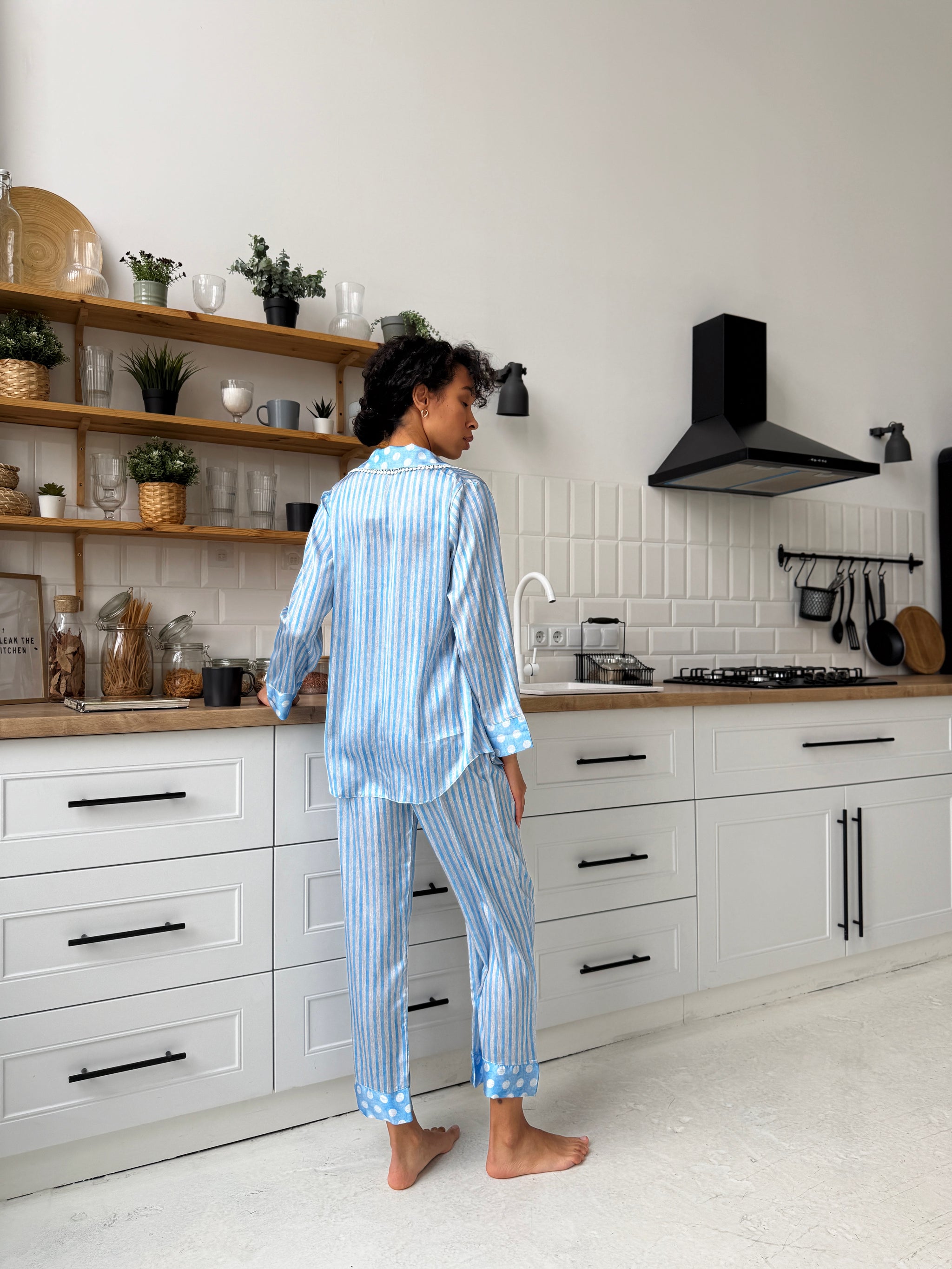 Blue Striped Pajama Set