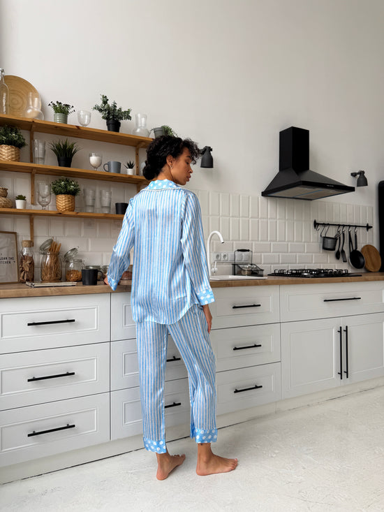 Blue Striped Pajama Set