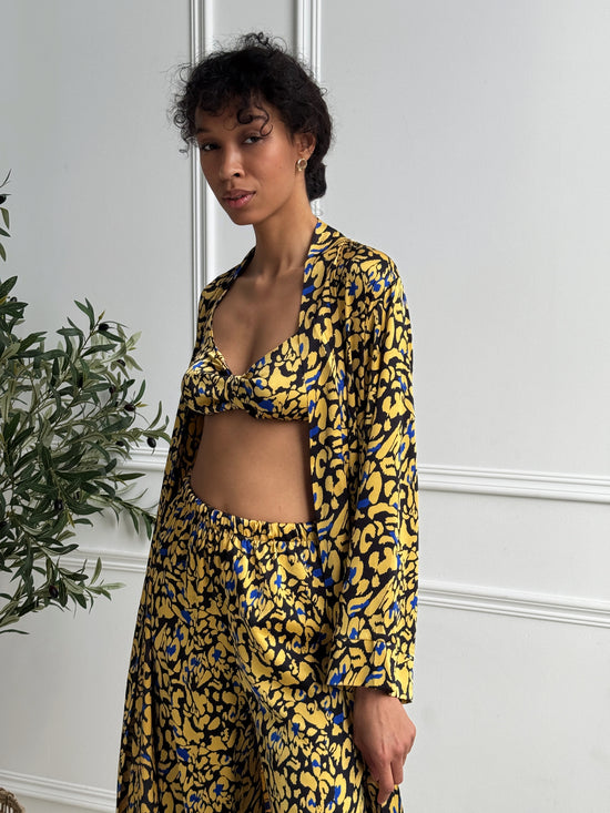 Golden Leopard Satin Set