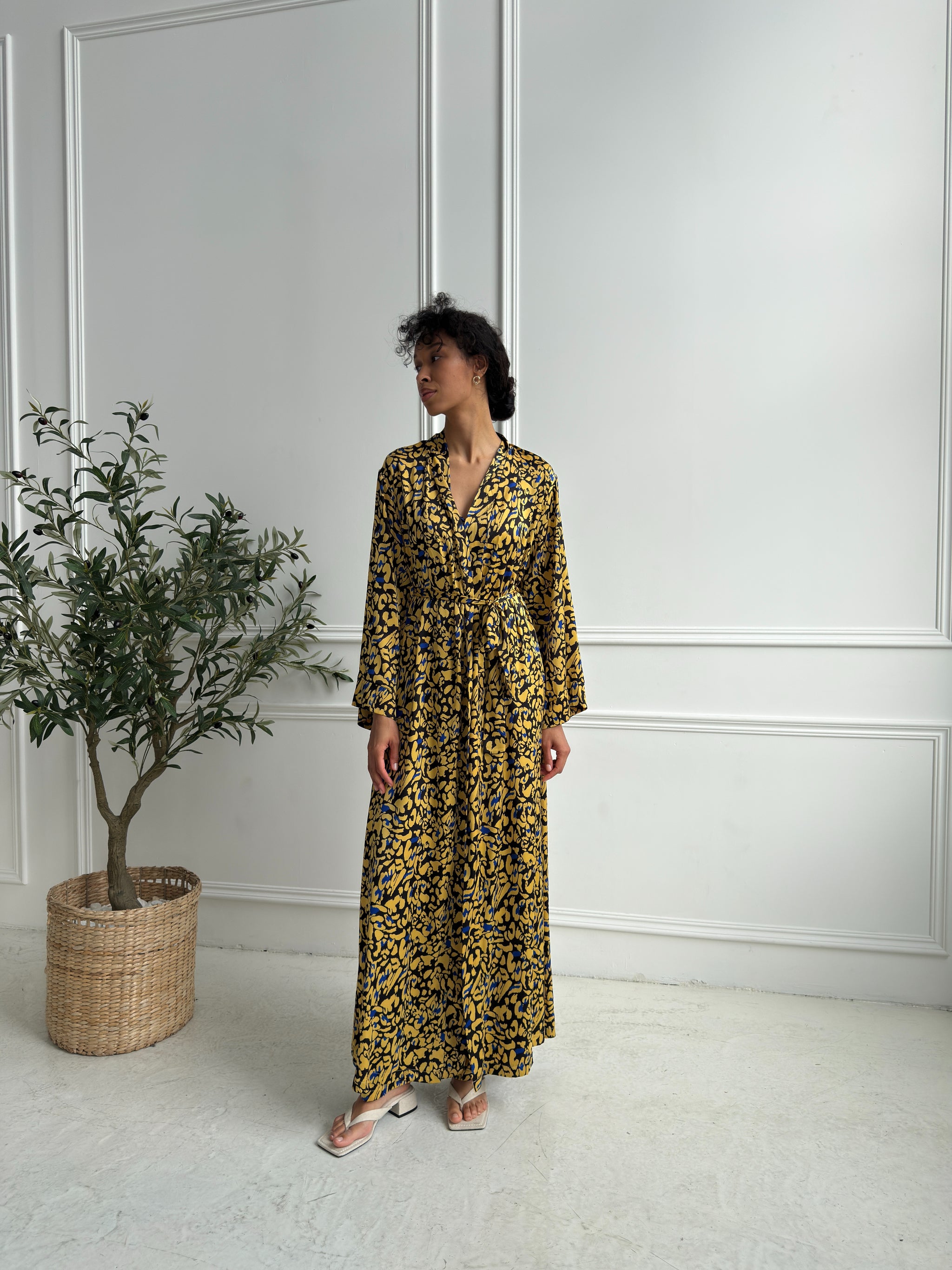Golden Leopard Satin Set