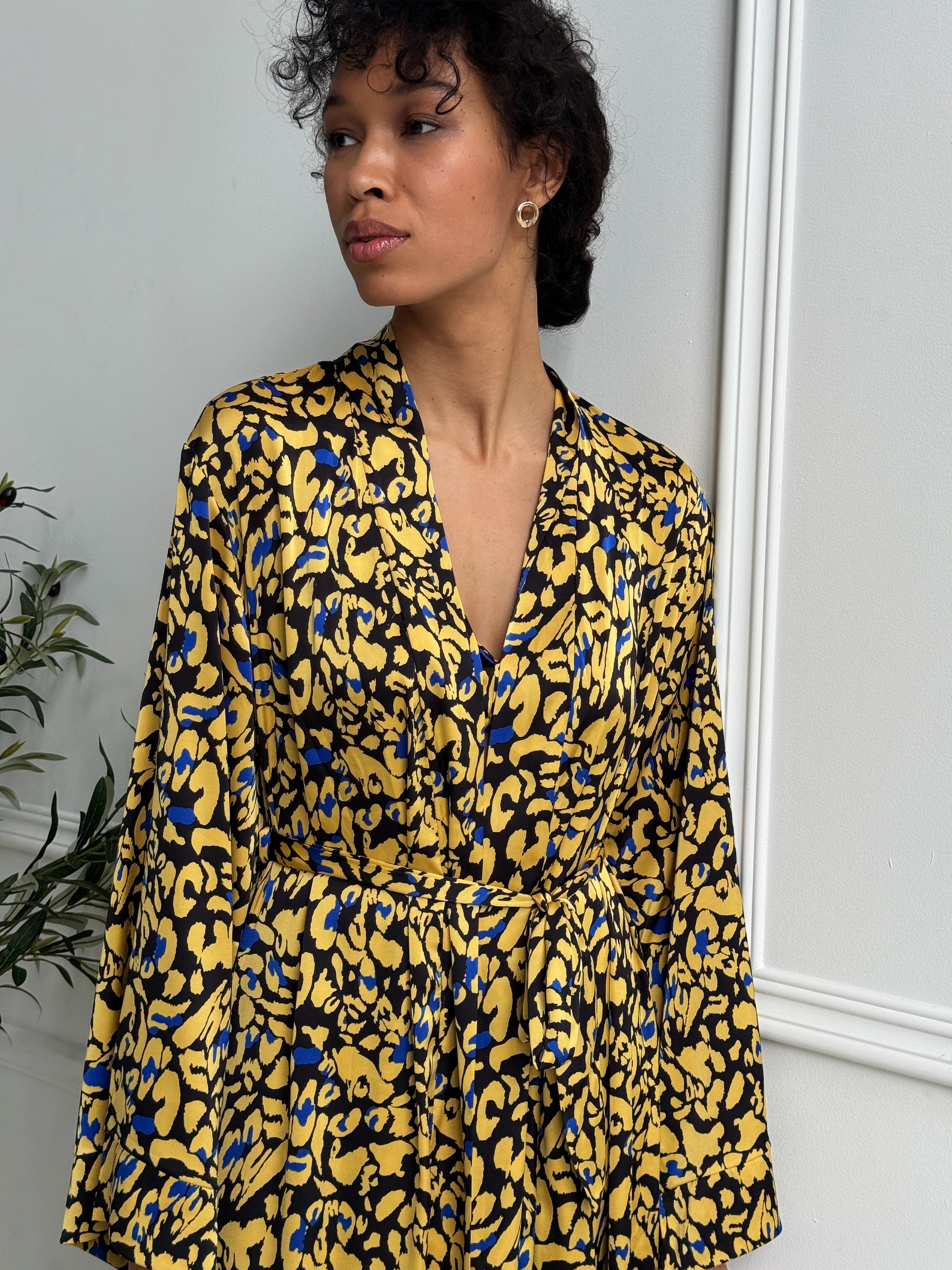 Golden Leopard Satin Set