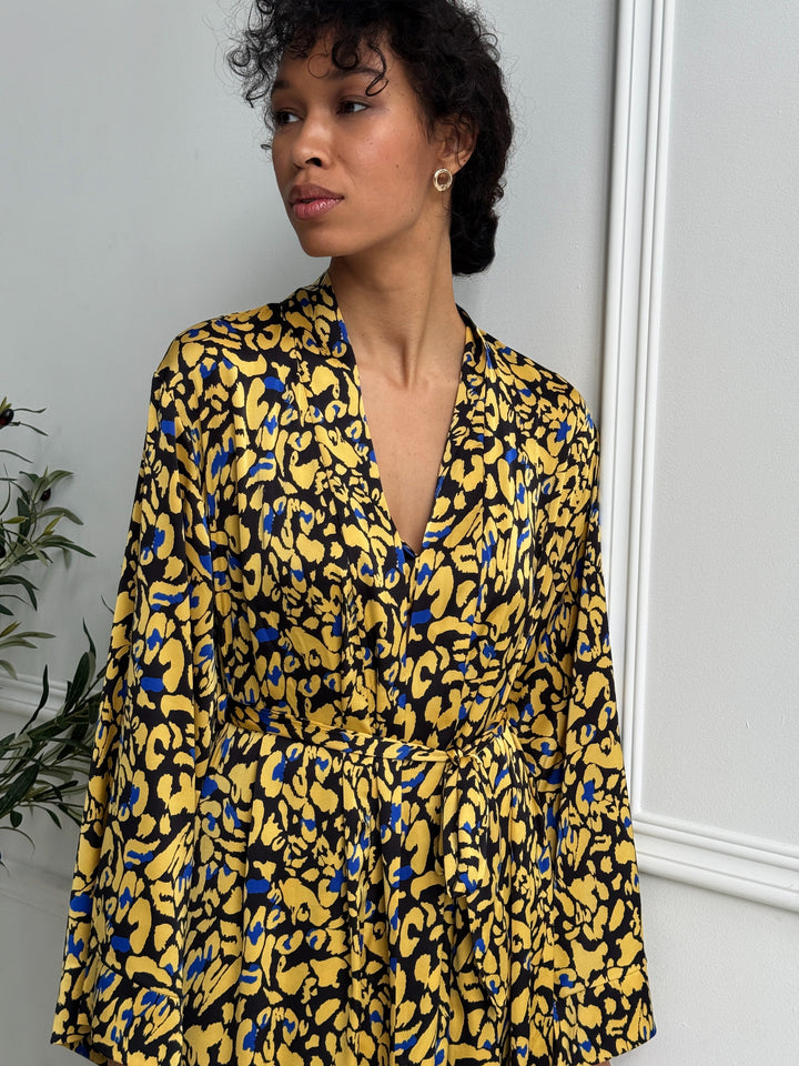 Golden Leopard Satin Set
