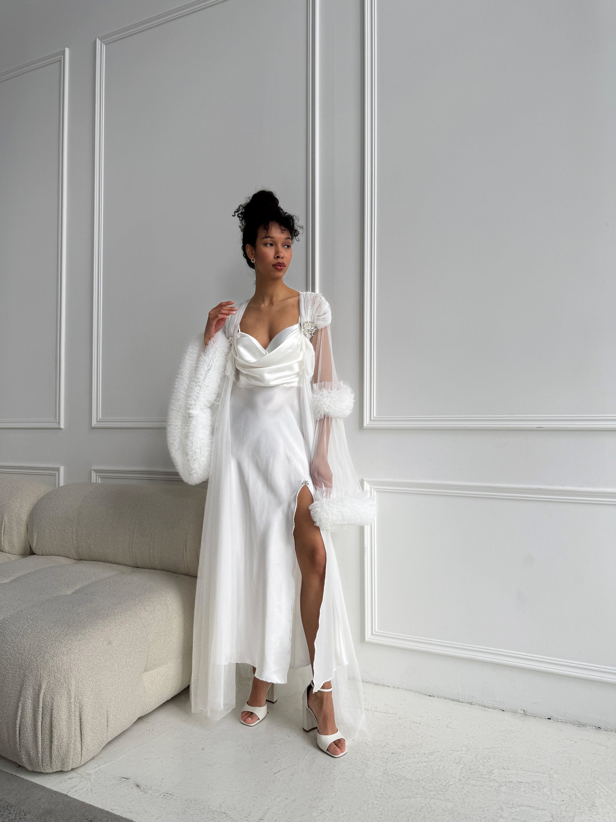 White Satin Bridal Gown