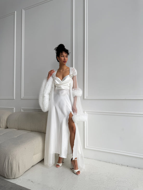 White Satin Bridal Gown