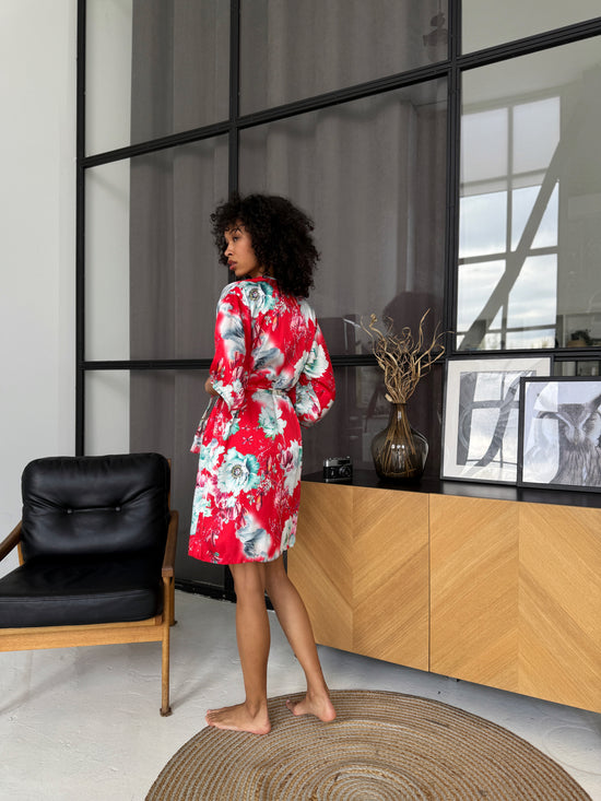 Red Robe with Olive Slip Set