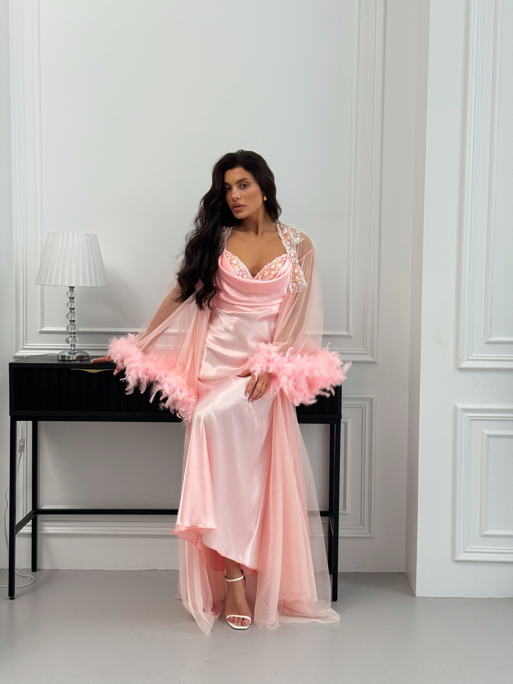 Peach Nightgown & Robe Set