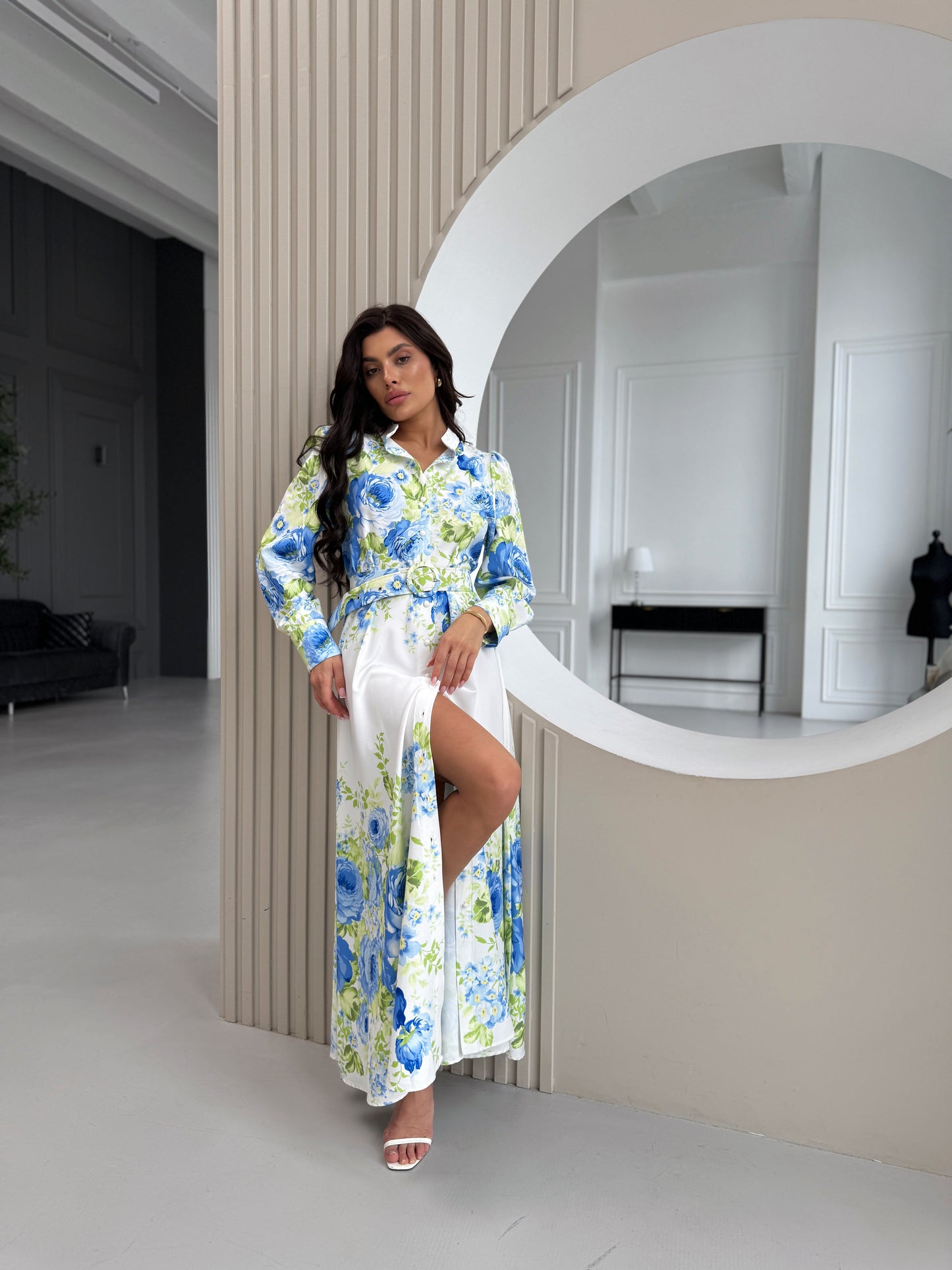White Blue Floral Dress