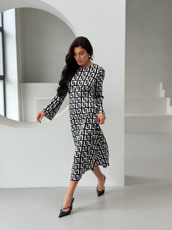 Black & White Satin Dress