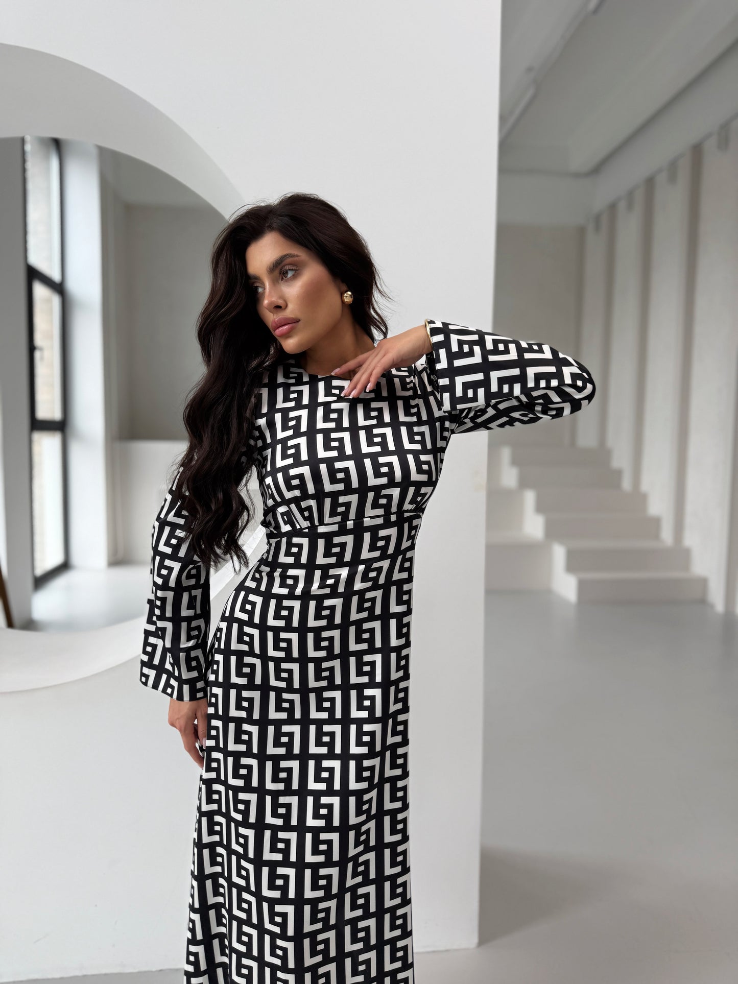 Black & White Satin Dress