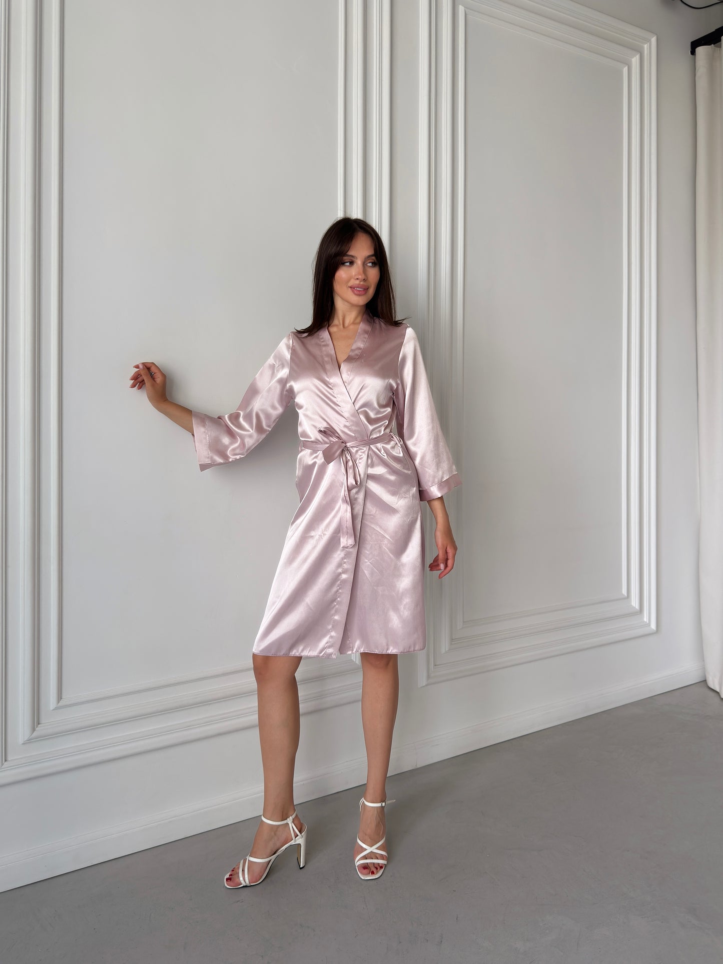 Beige Satin Robe