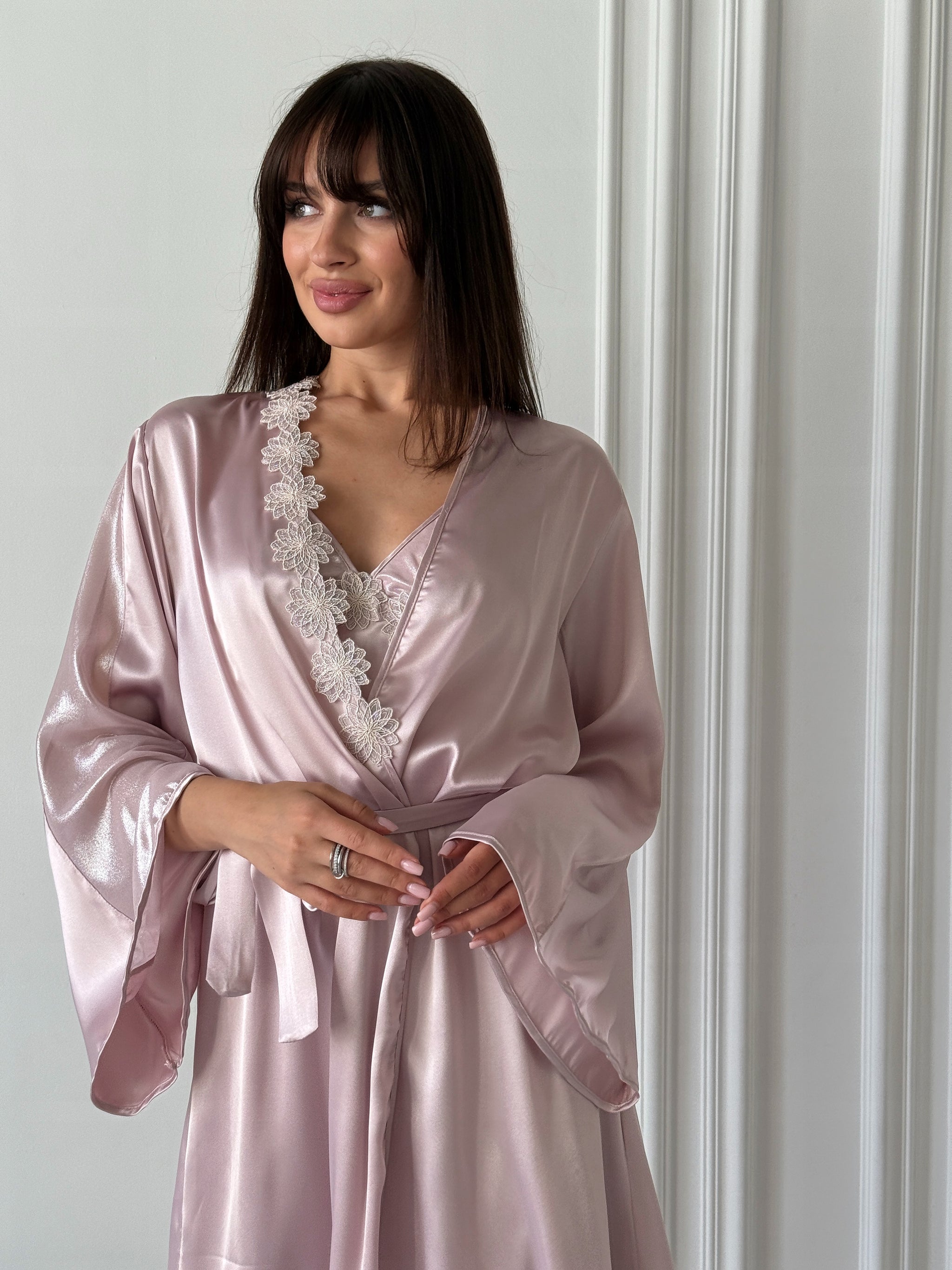 Blush Satin Robe & Nightgown Set