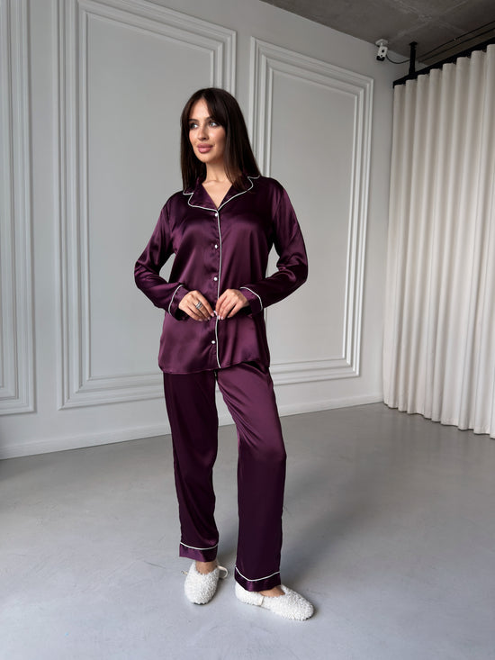 Burgundy Satin Pajama Set