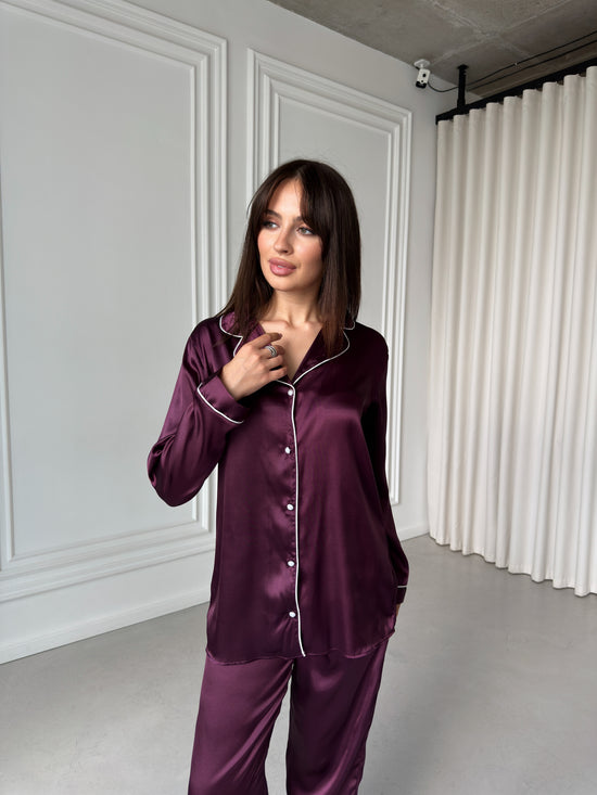 Burgundy Satin Pajama Set
