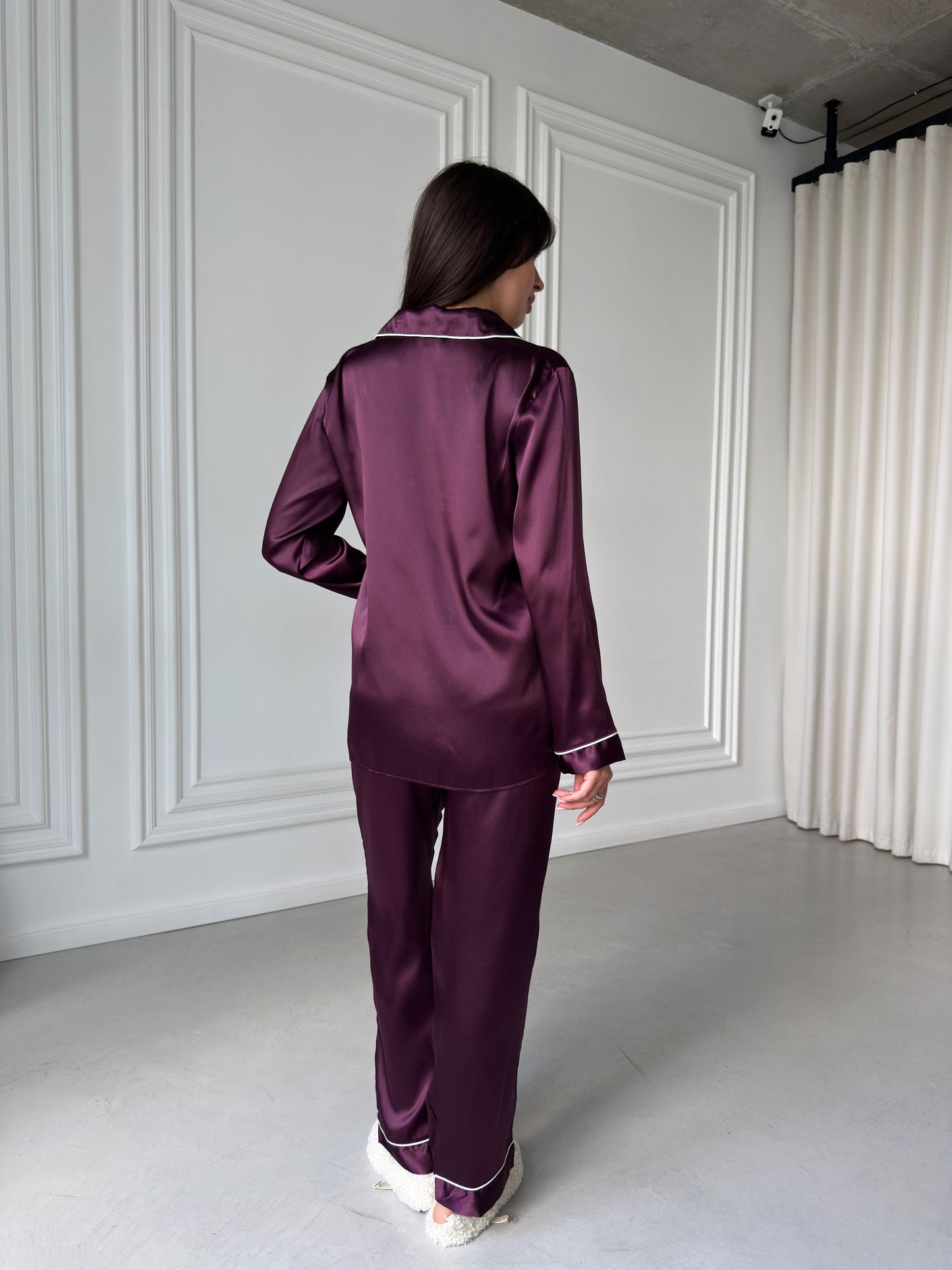 Burgundy Satin Pajama Set