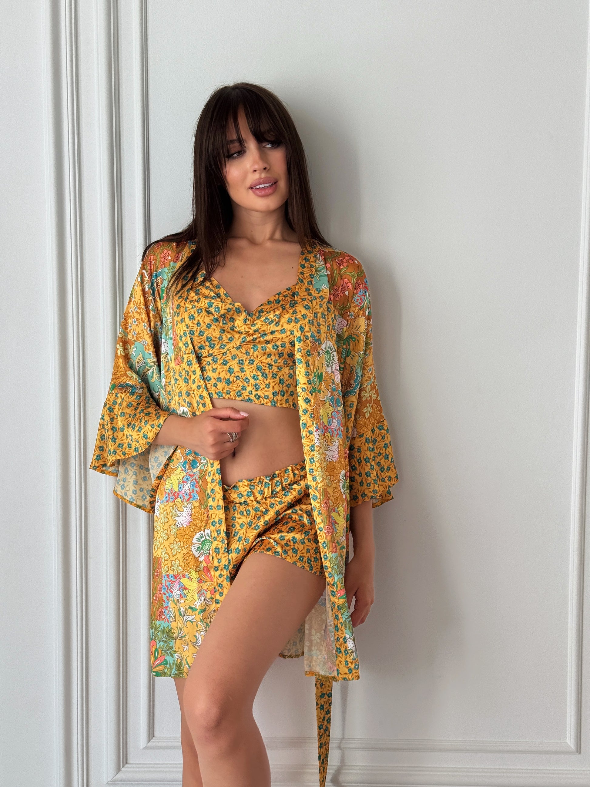 Mustard Floral 3-Piece Cotton Set