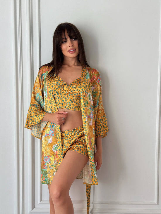 Mustard Floral 3-Piece Cotton Set