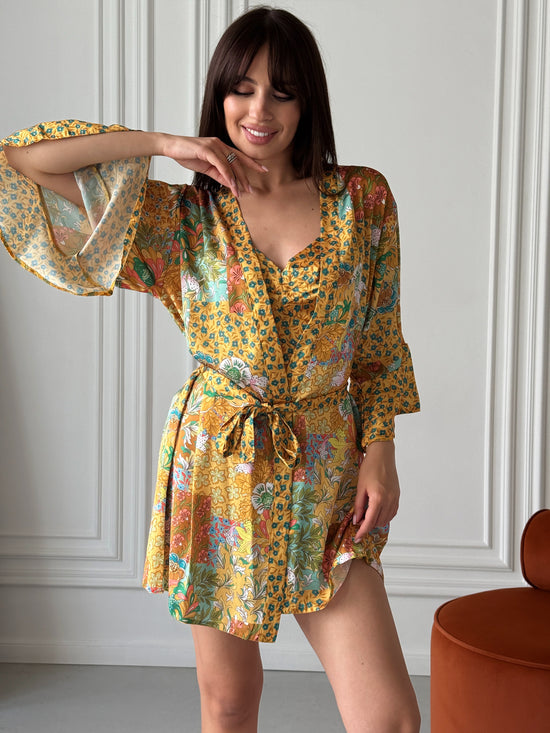Mustard Floral 3-Piece Cotton Set