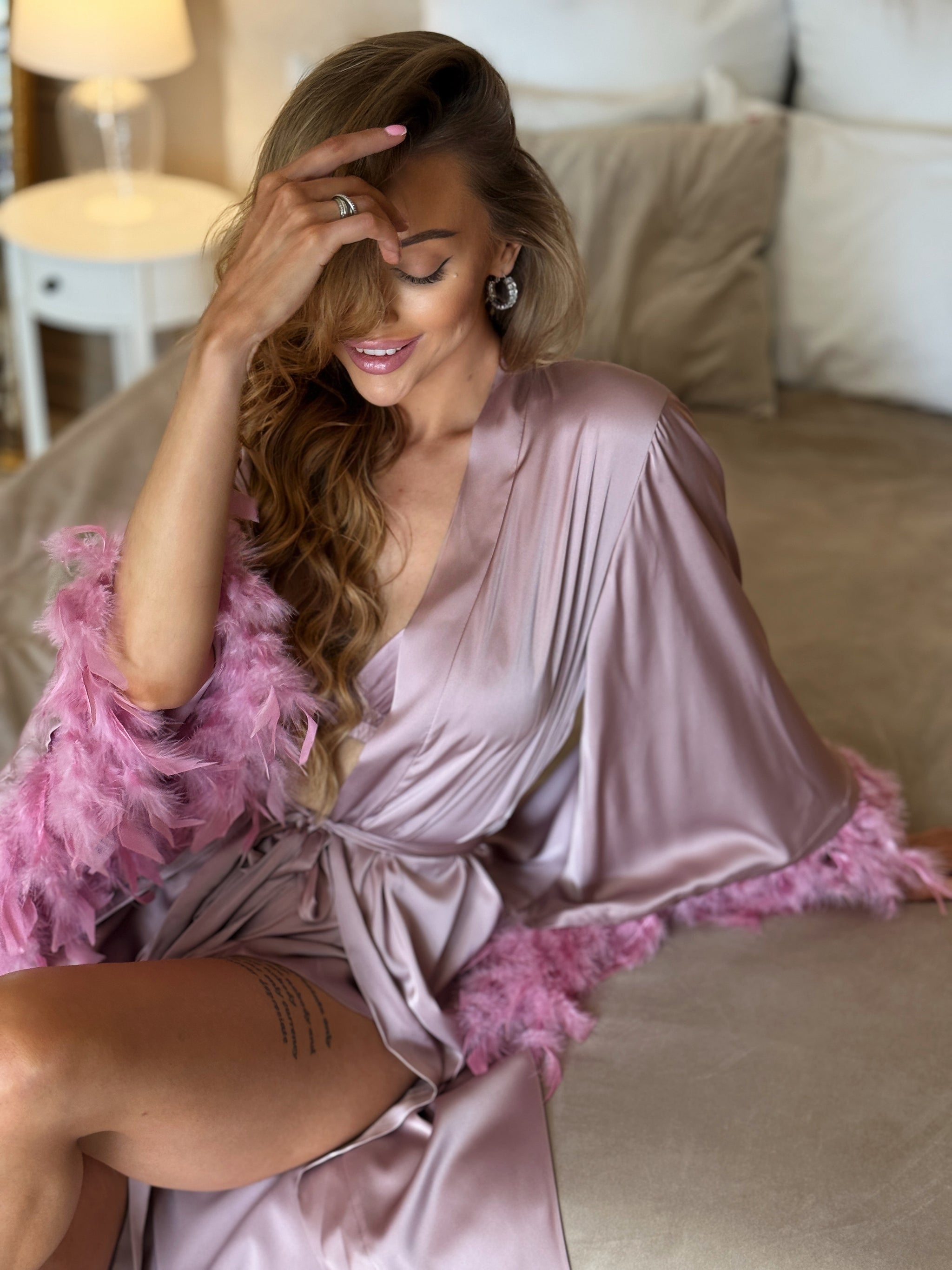 Rose Satin Loungewear Set