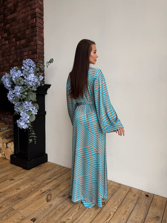 Turquoise Geometric Satin Lounge Set