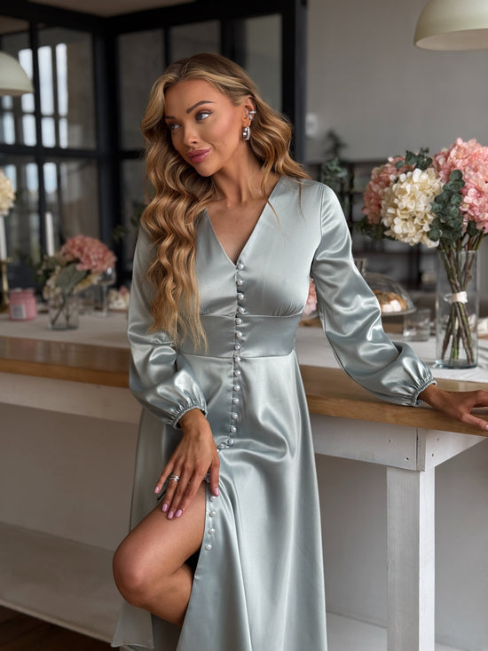 Olive Button-Front Dress